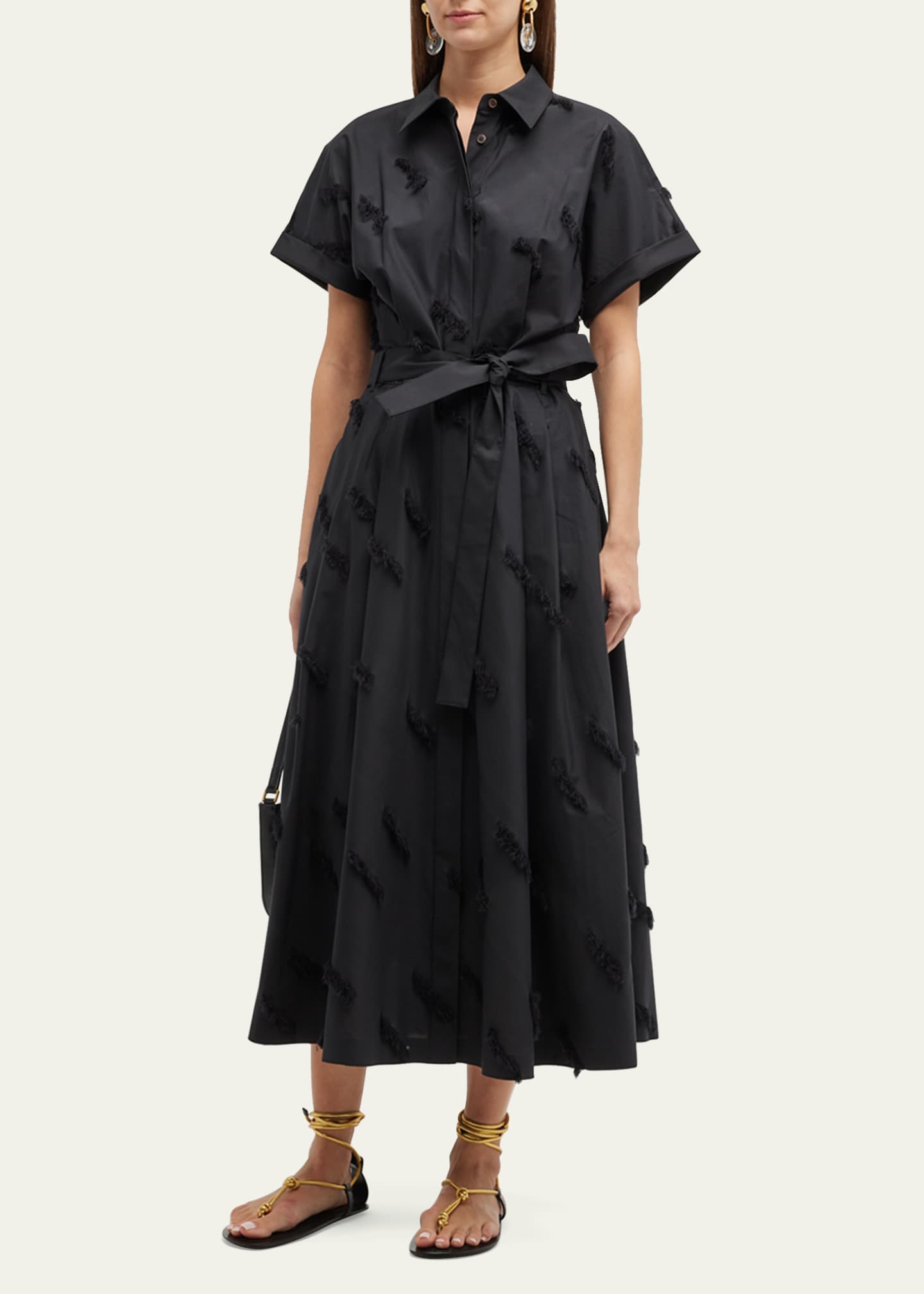 Lafayette 148 New York Upland FringeTrim Belted Shirtdress Bergdorf
