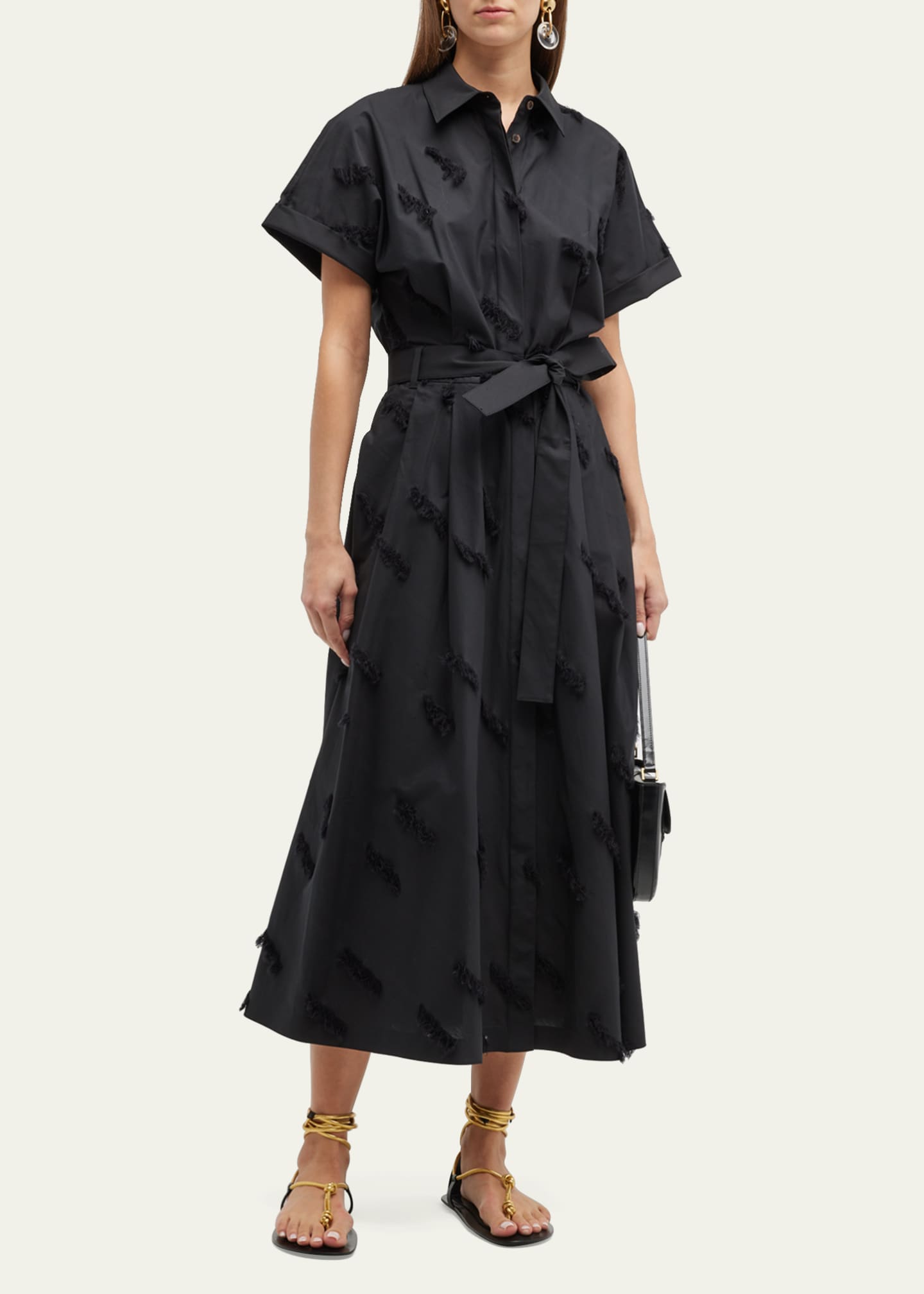 Lafayette 148 New York Upland FringeTrim Belted Shirtdress Bergdorf