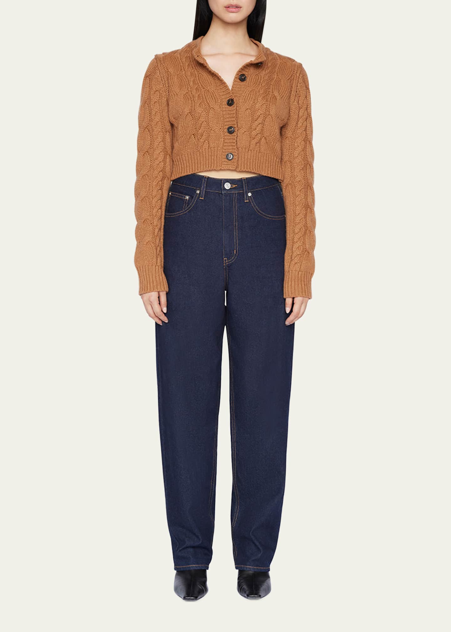 FRAME Cropped CableKnit Cardigan Bergdorf Goodman