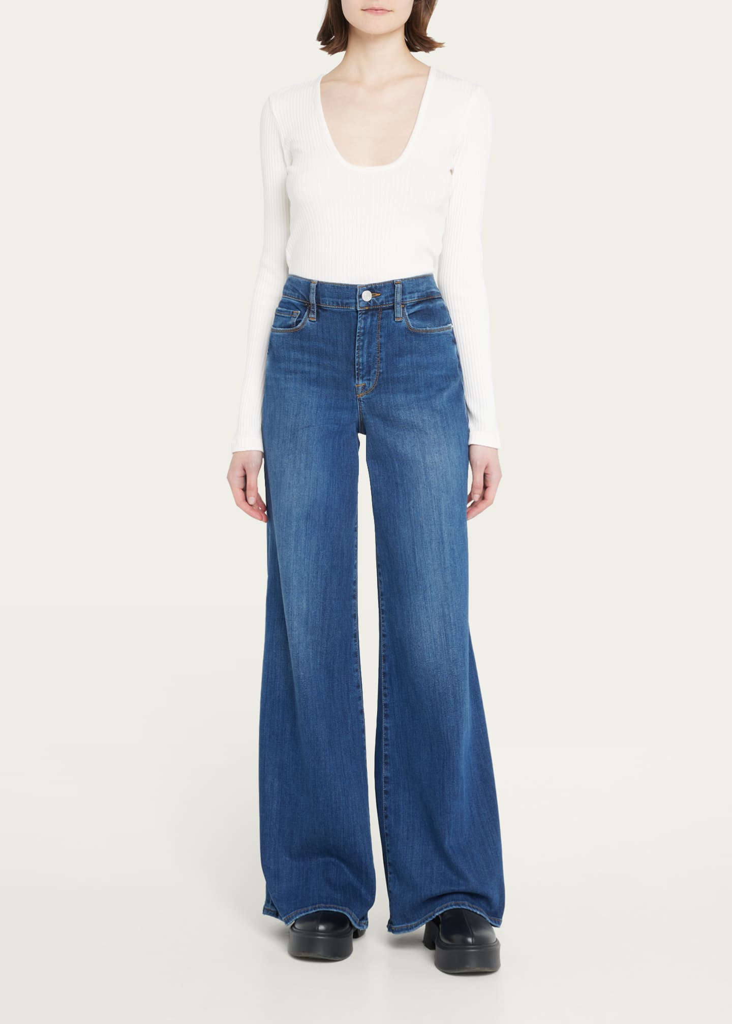 FRAME Le Palazzo High-Rise Wide Jeans - Bergdorf Goodman