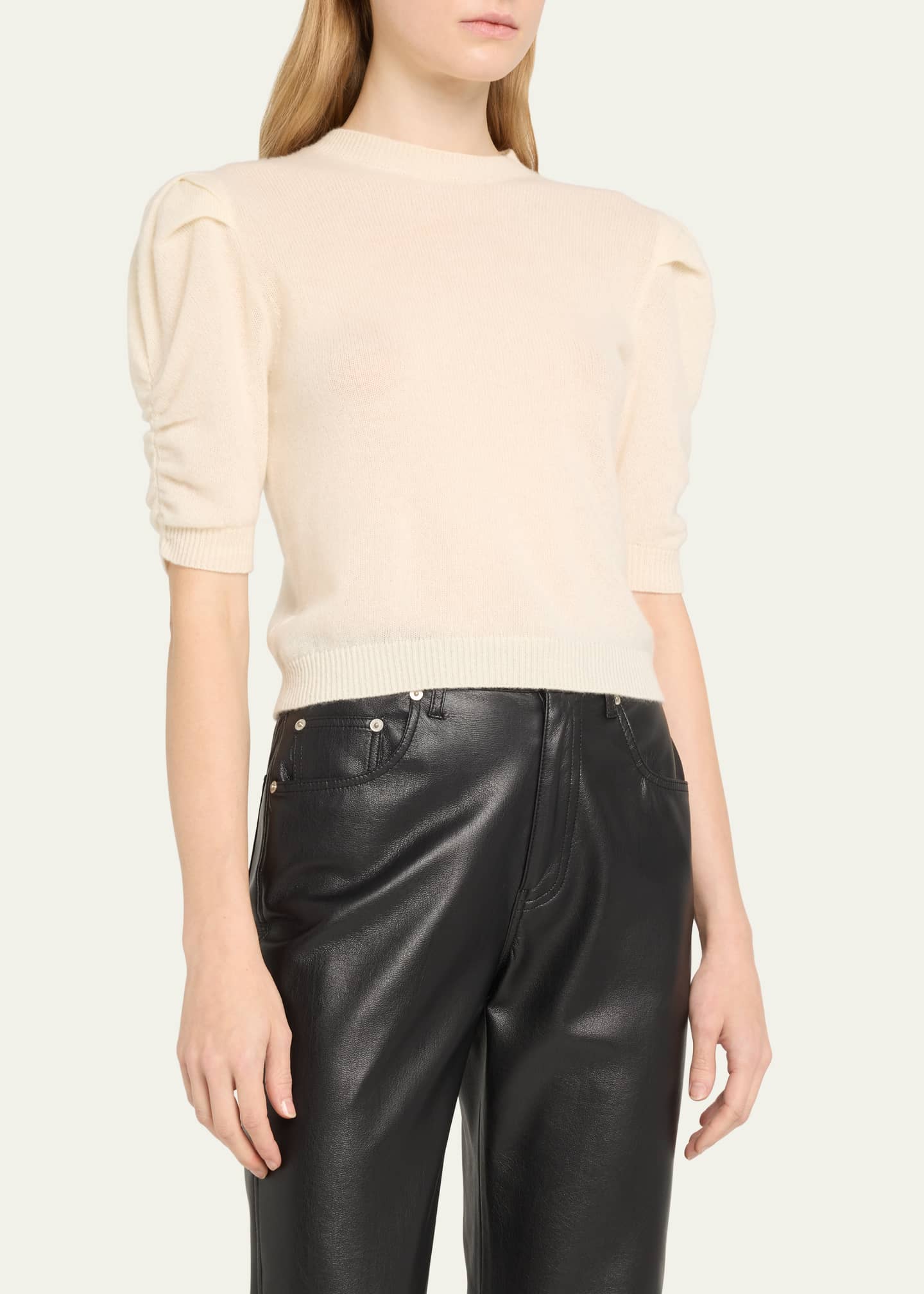 FRAME Ruched Cashmere-Wool Sweater Image 4 of 5