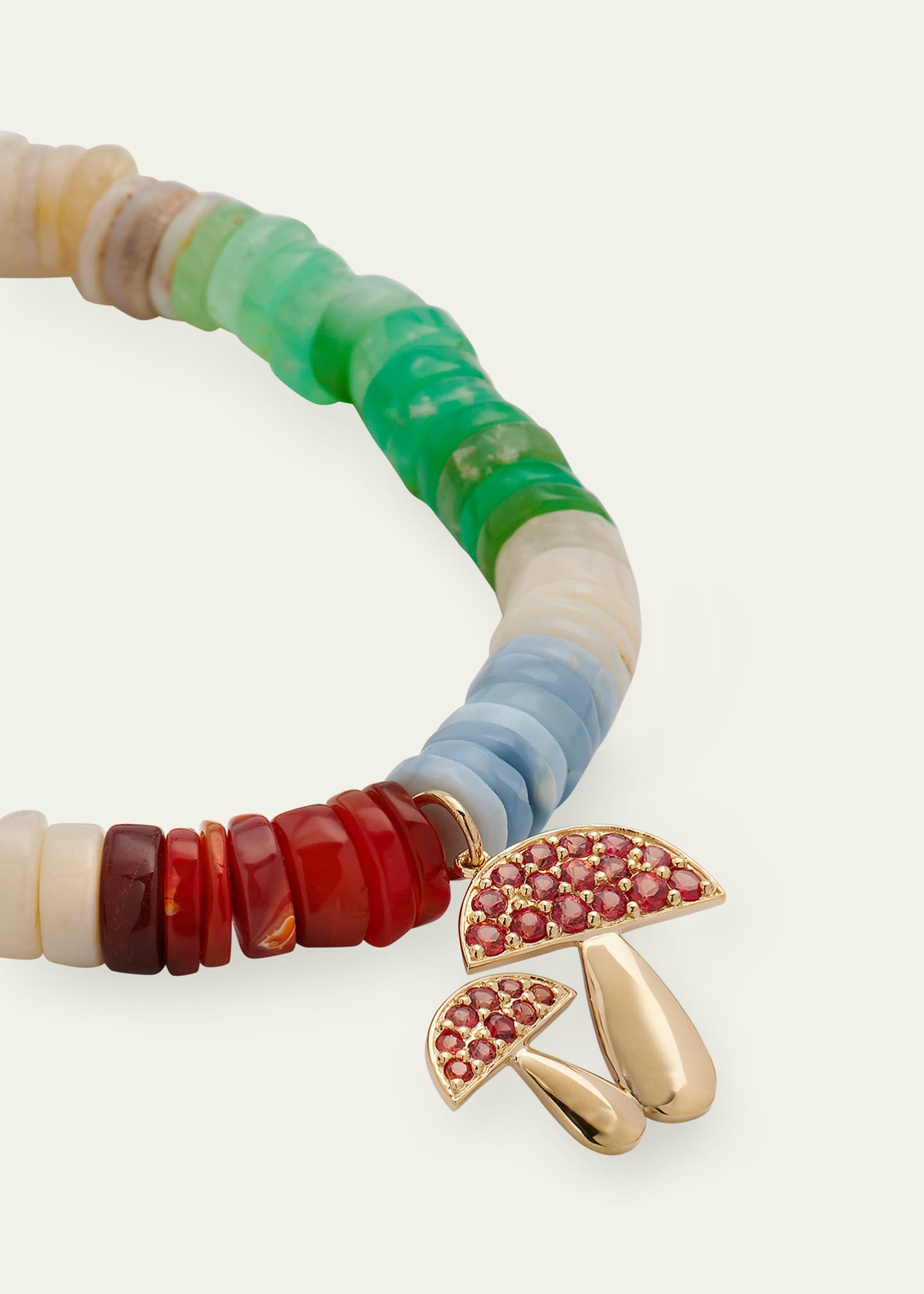 Sydney Evan Mushroom Charm on Mixed Opal Wheel Bead Bracelet Bergdorf