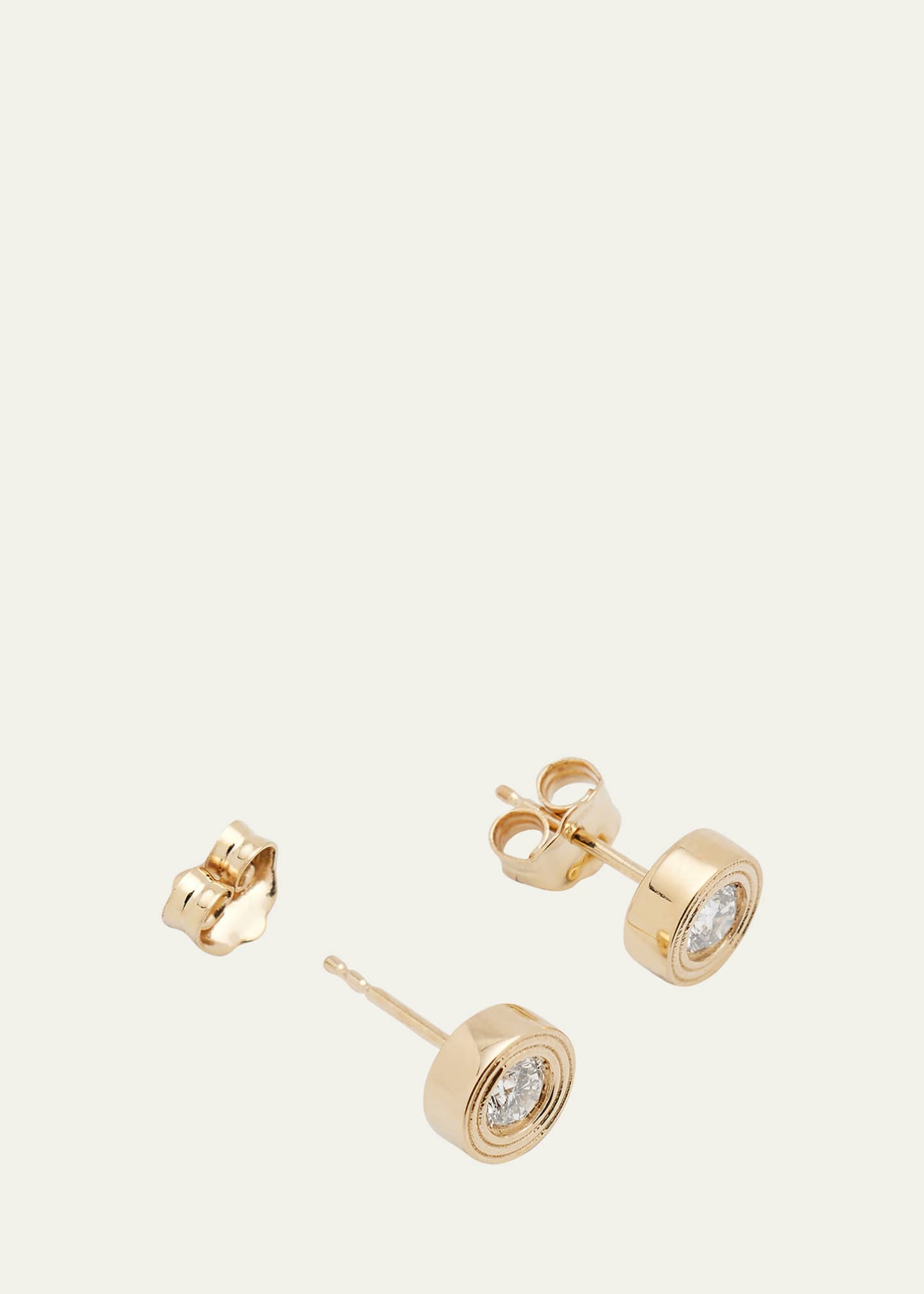 Sydney Evan Fluted 14K Gold and Diamond Stud Earrings Image 4 of 4