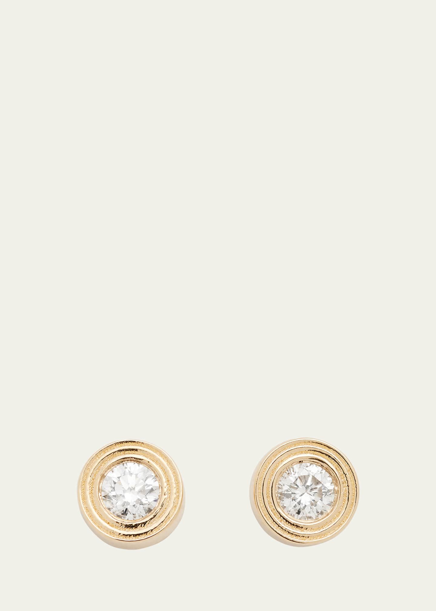 Sydney Evan Fluted 14K Gold and Diamond Stud Earrings Image 1 of 4