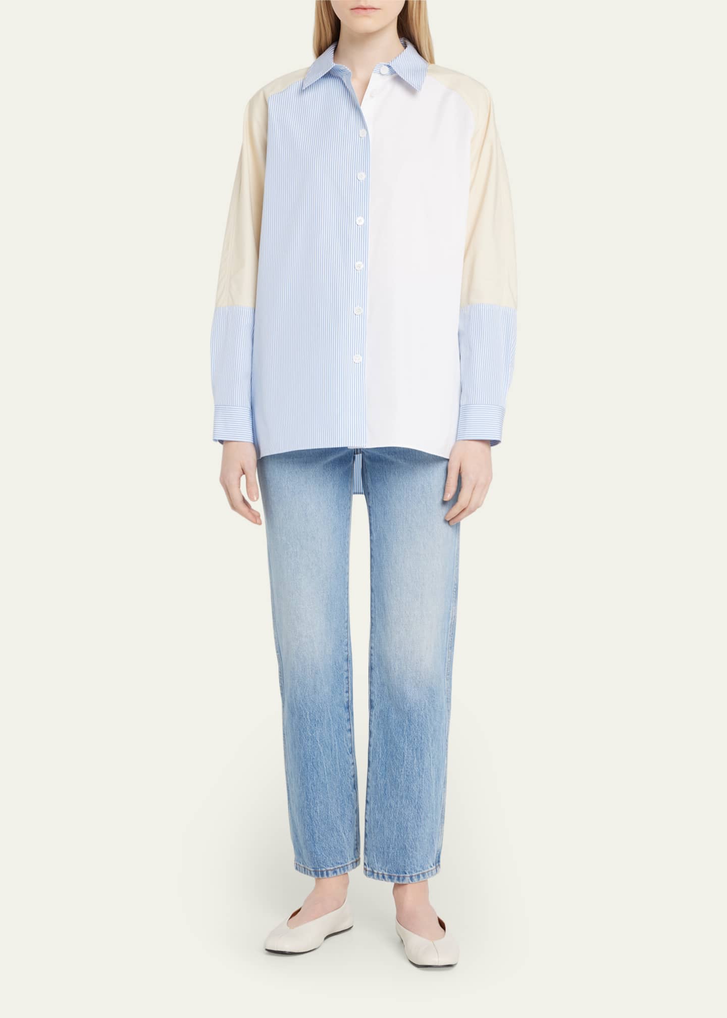 Eureka Cotton Blend Colorblock Button Down Shirt