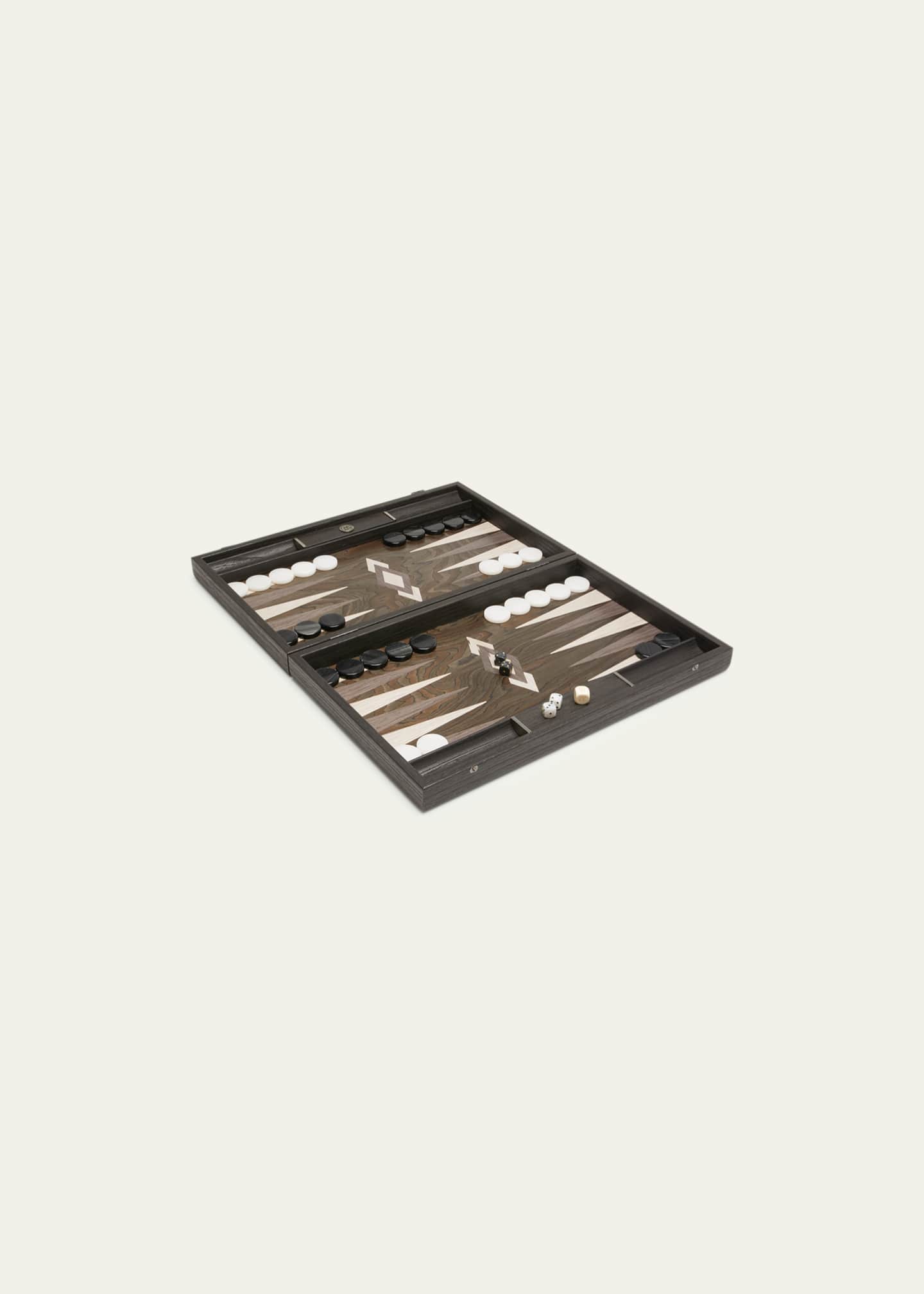 MANOPOULOS Ebony Burl Backgammon Set With Side Racks Image 2 of 5