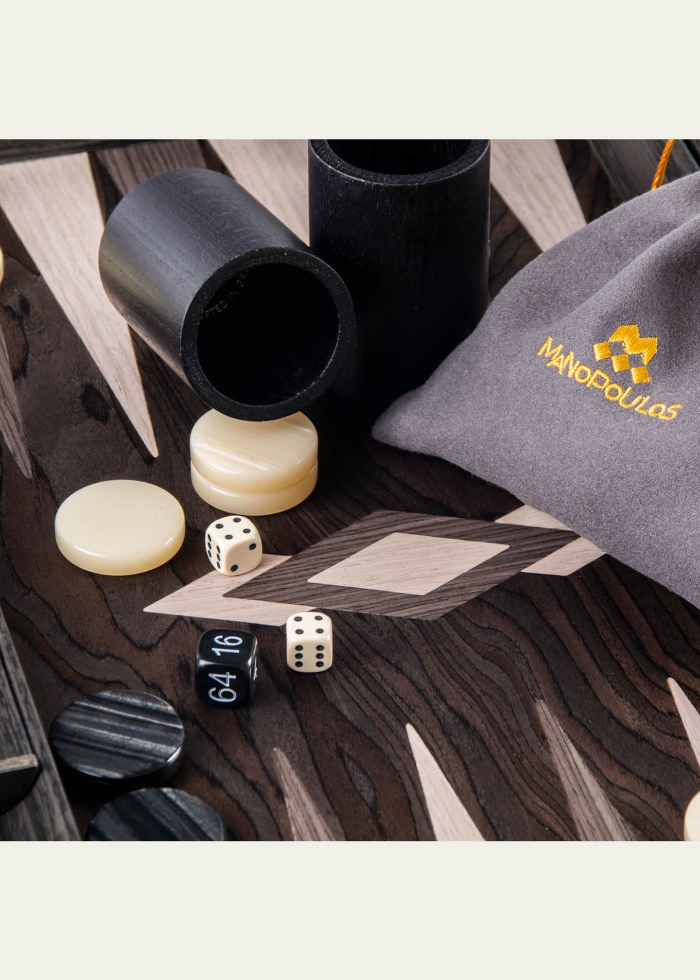 MANOPOULOS Ebony Burl Backgammon Set With Side Racks Image 3 of 5