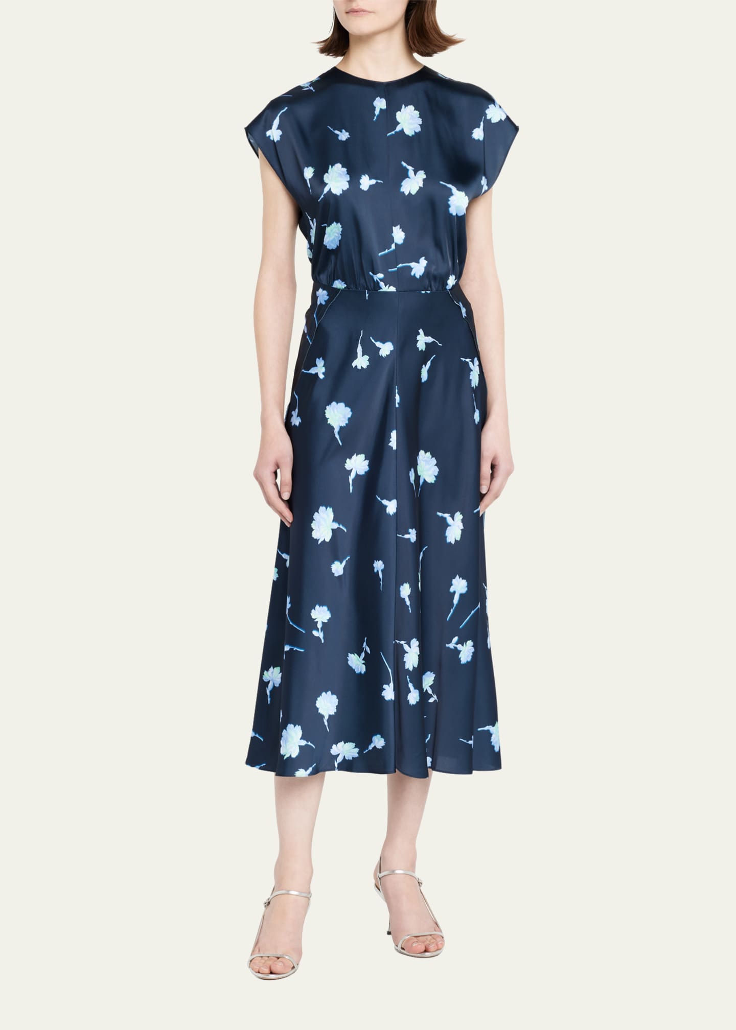 Vince Sea Carnation CapSleeve Midi Dress Bergdorf Goodman