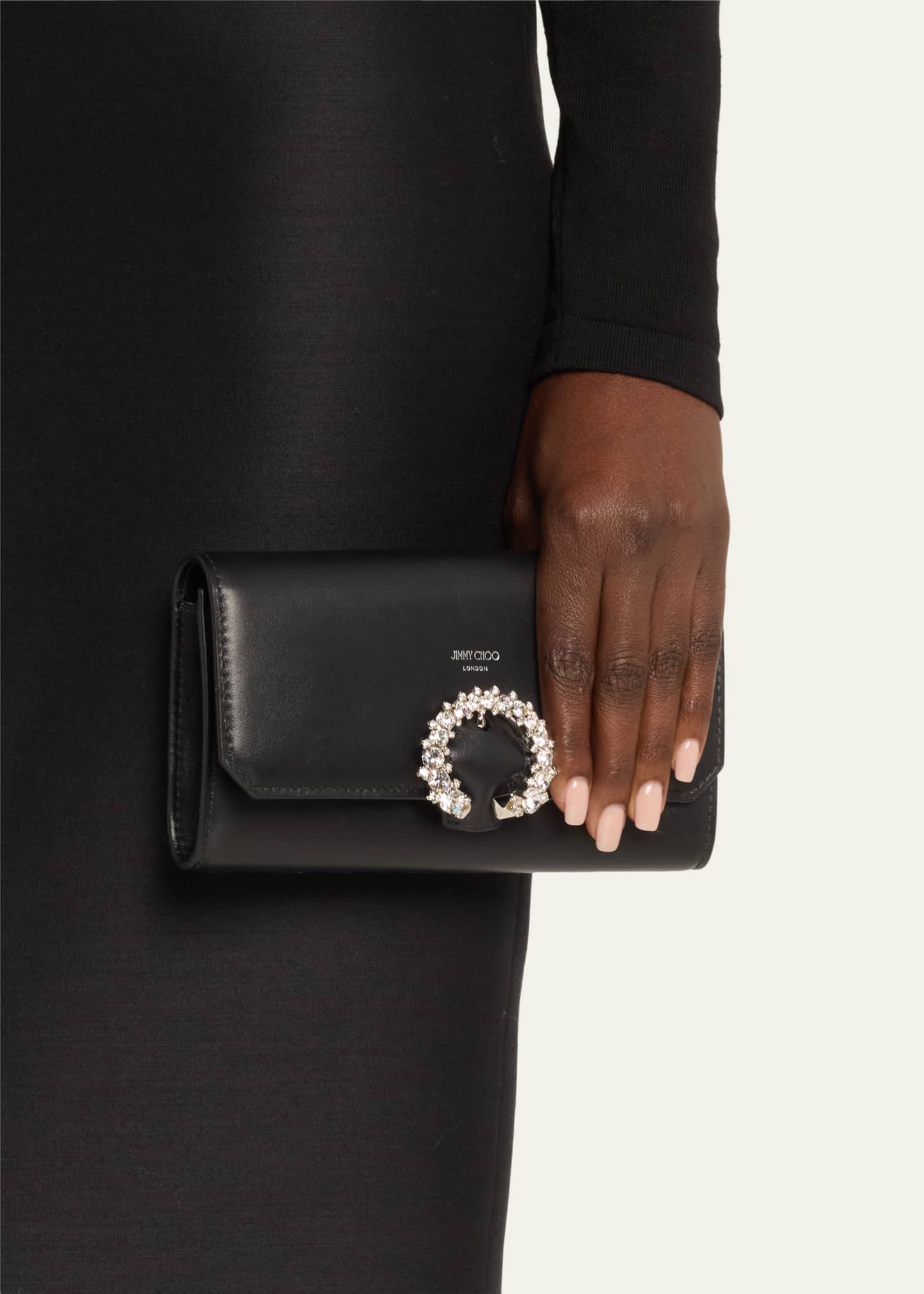 Jimmy Choo Buckle Flap Leather Wallet on Chain - Bergdorf