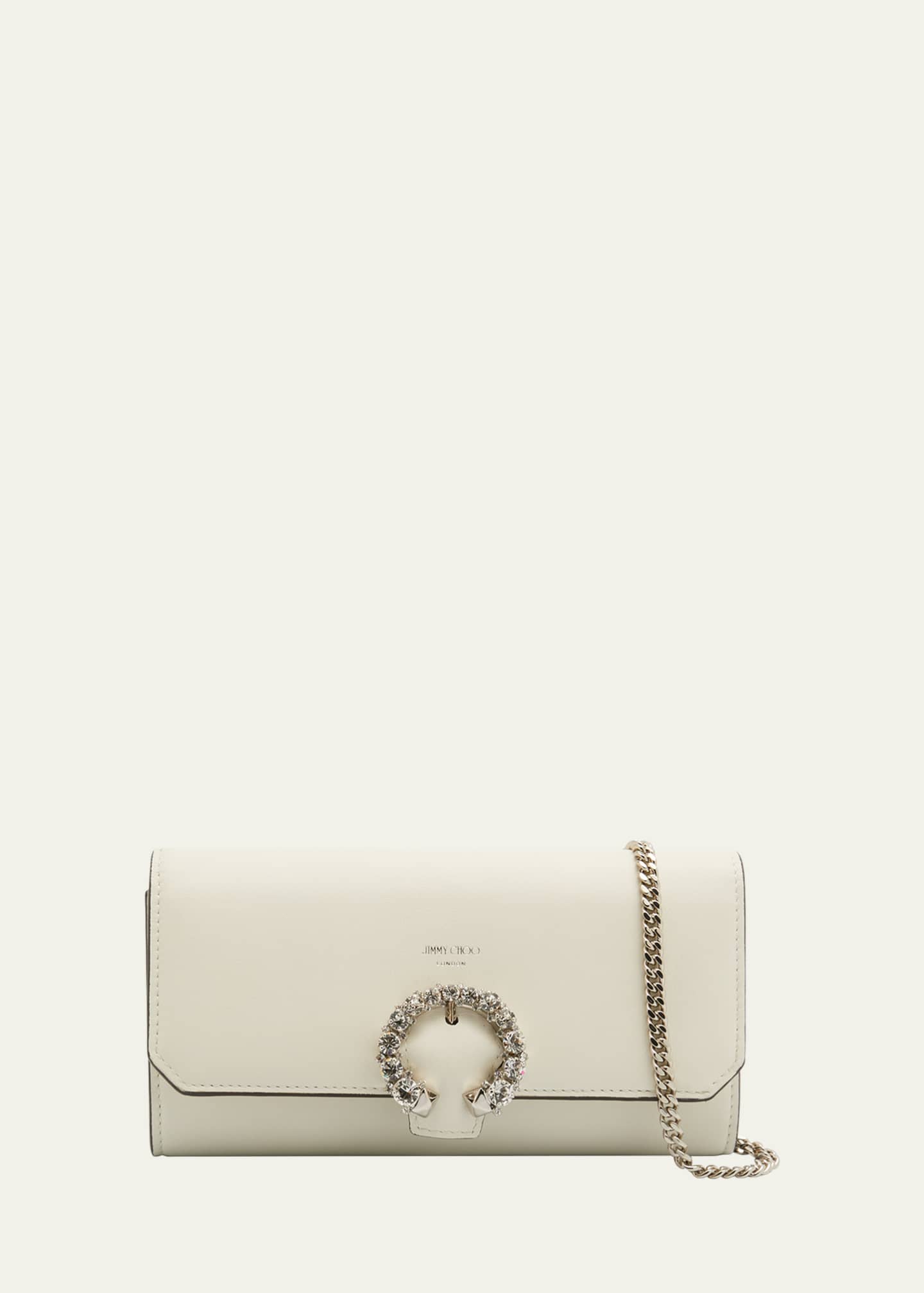 Jimmy Choo Buckle Lambskin Wallet with Chain