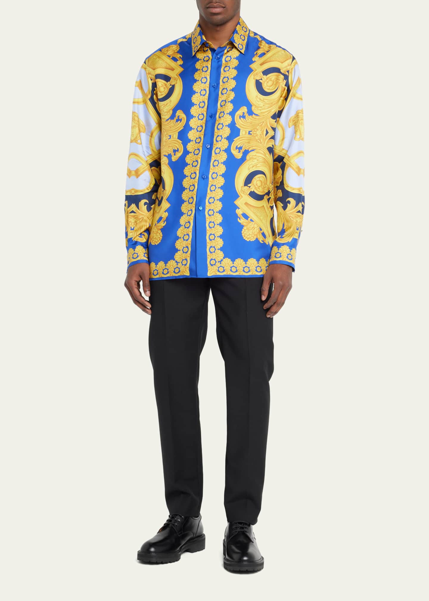 Versace Men's Baroque-Print Silk Shirt - Bergdorf Goodman