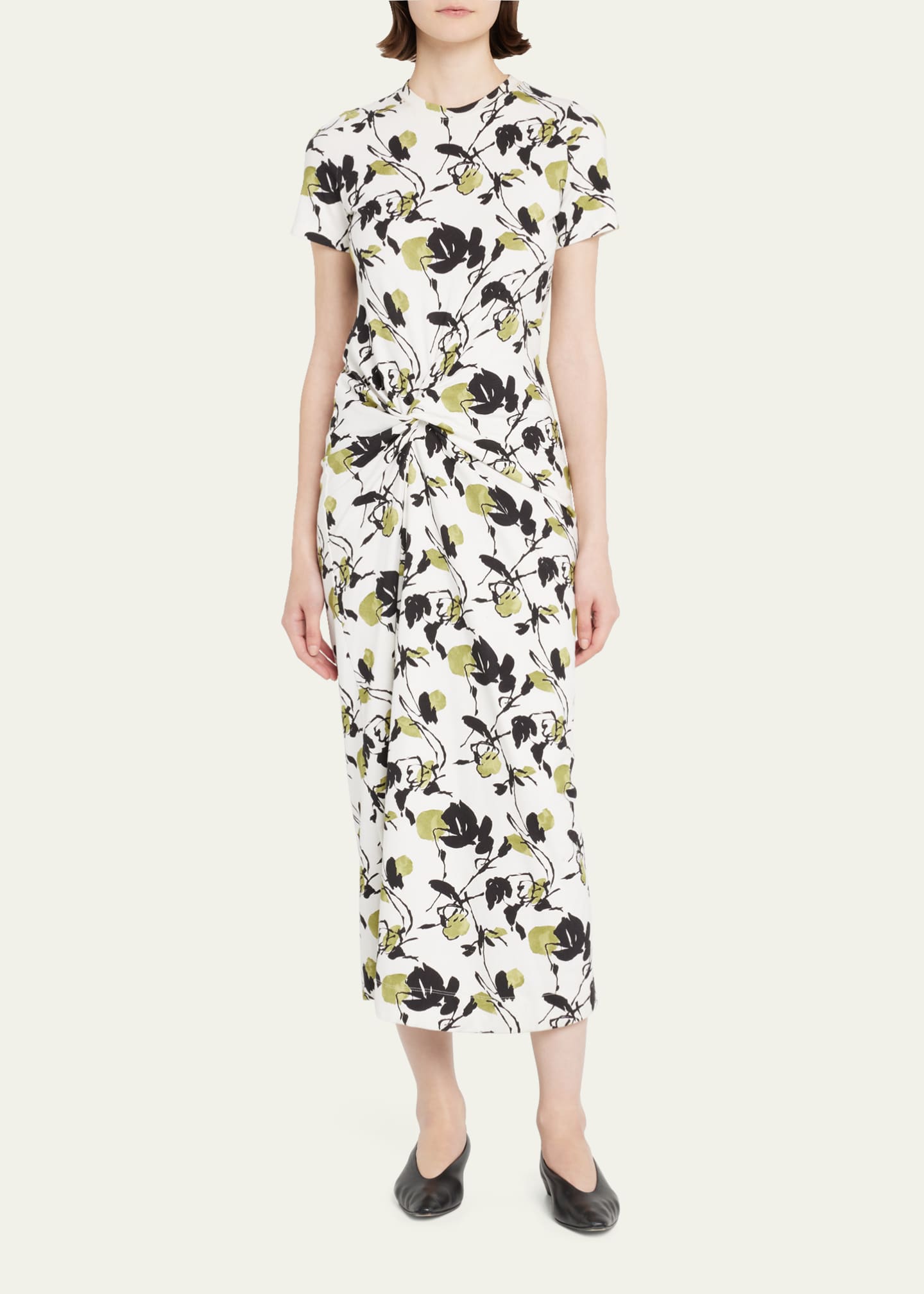Tanya Taylor Ira Printed Jersey Knotted Midi Dress Bergdorf Goodman