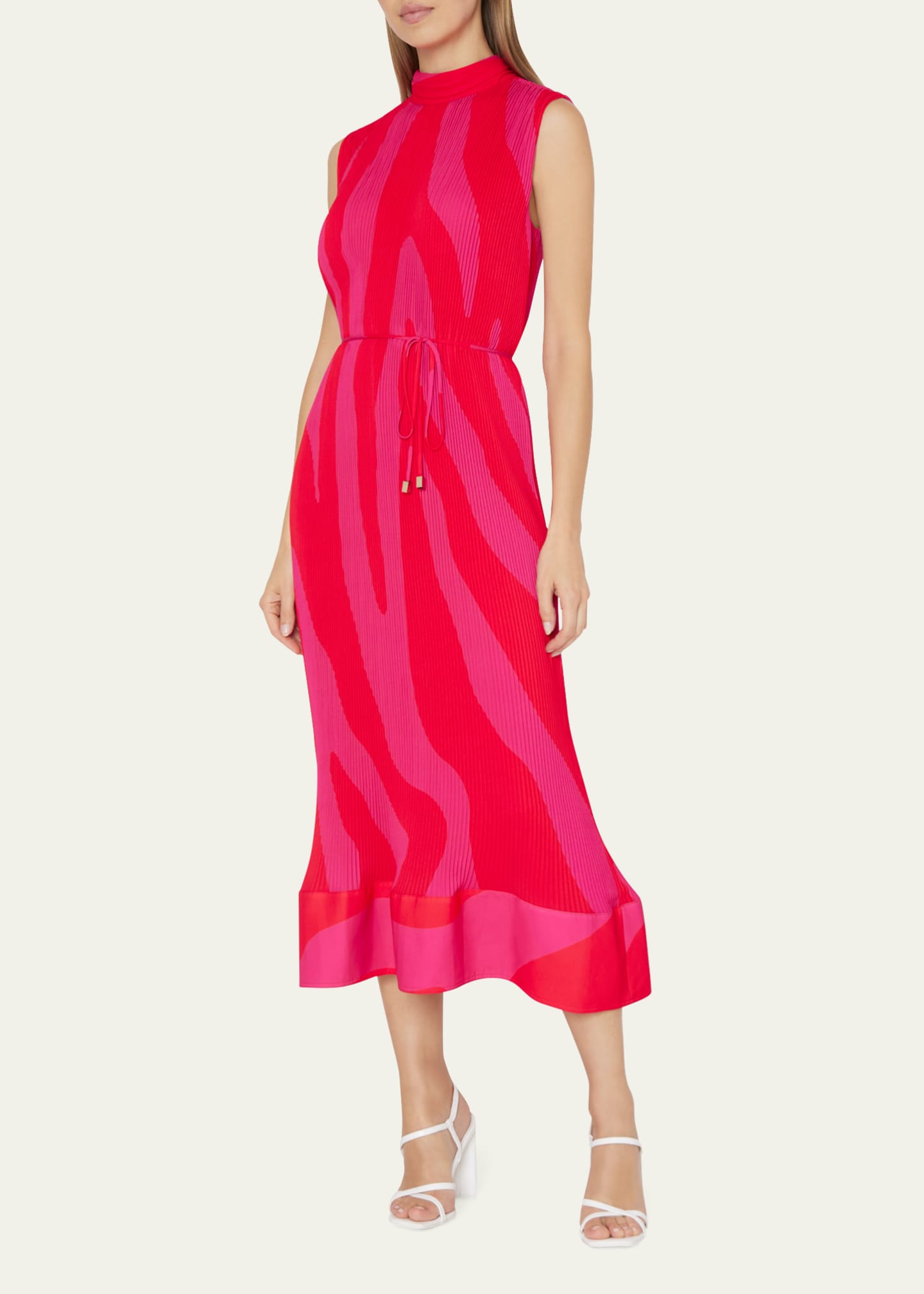 Milly Melina Pleated ZebraPrint Midi Dress Bergdorf Goodman