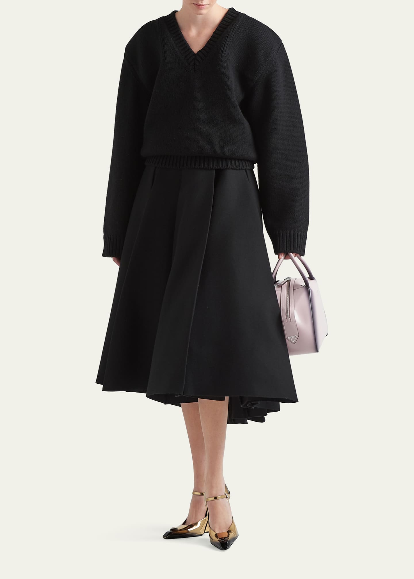 Prada V-Neck Oversized Cashmere-Wool Sweater - Bergdorf Goodman