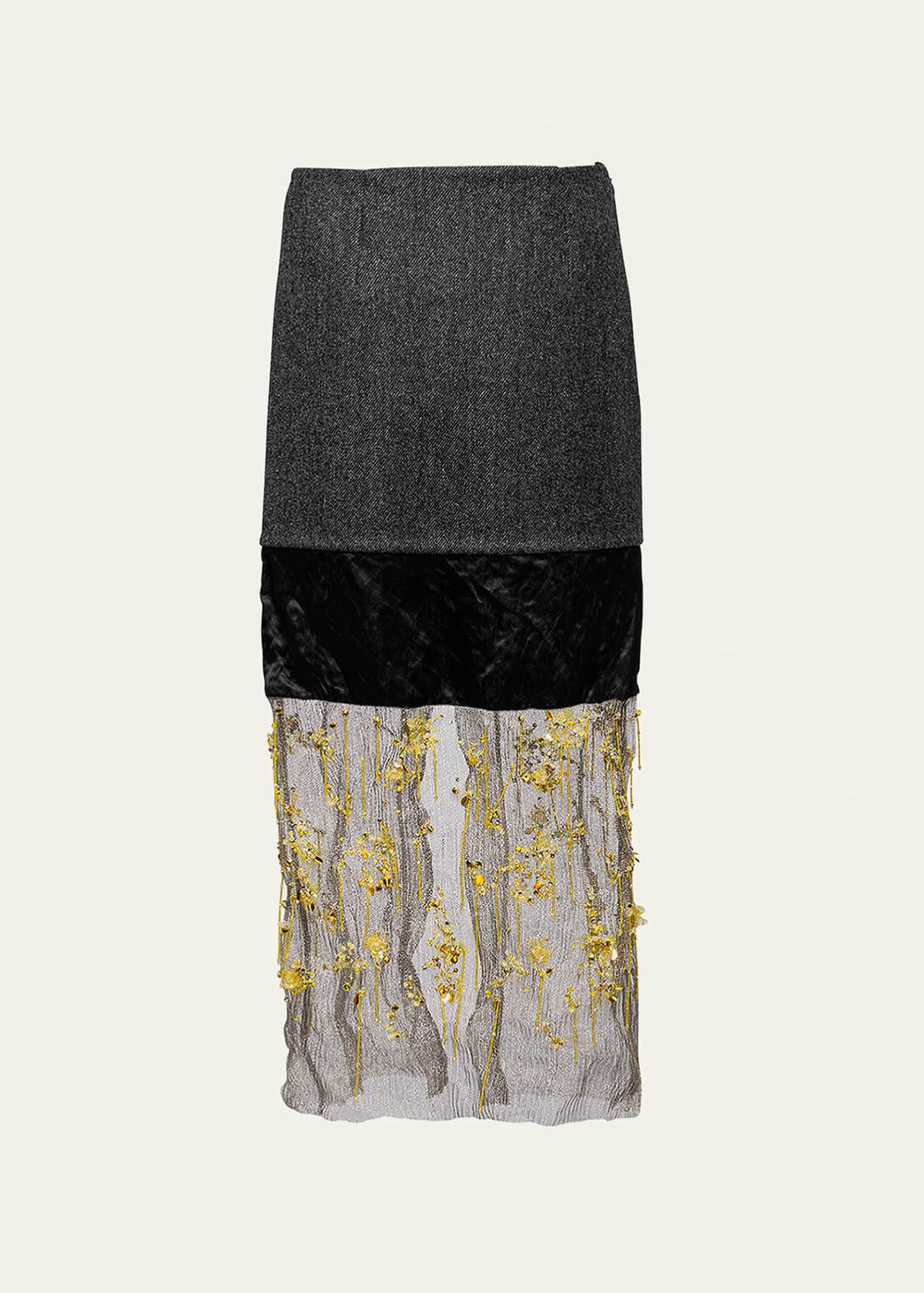 スカート Prada Gold midi skirt with sequins Prada Sequinned Midi Skirt | Neutrals | FARFETCH