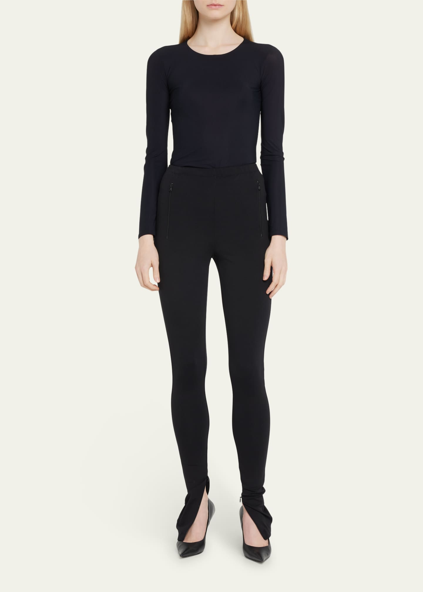 WARDROBE.NYC Side ZipHem Leggings Bergdorf Goodman