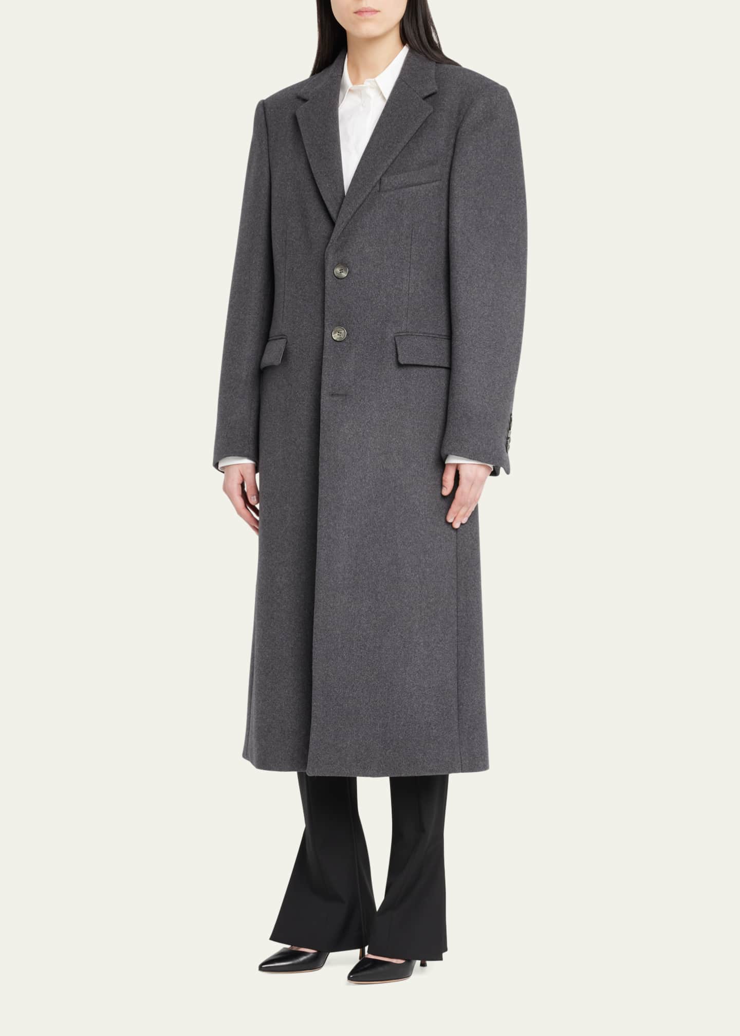 Long single breasted wool coat shop
