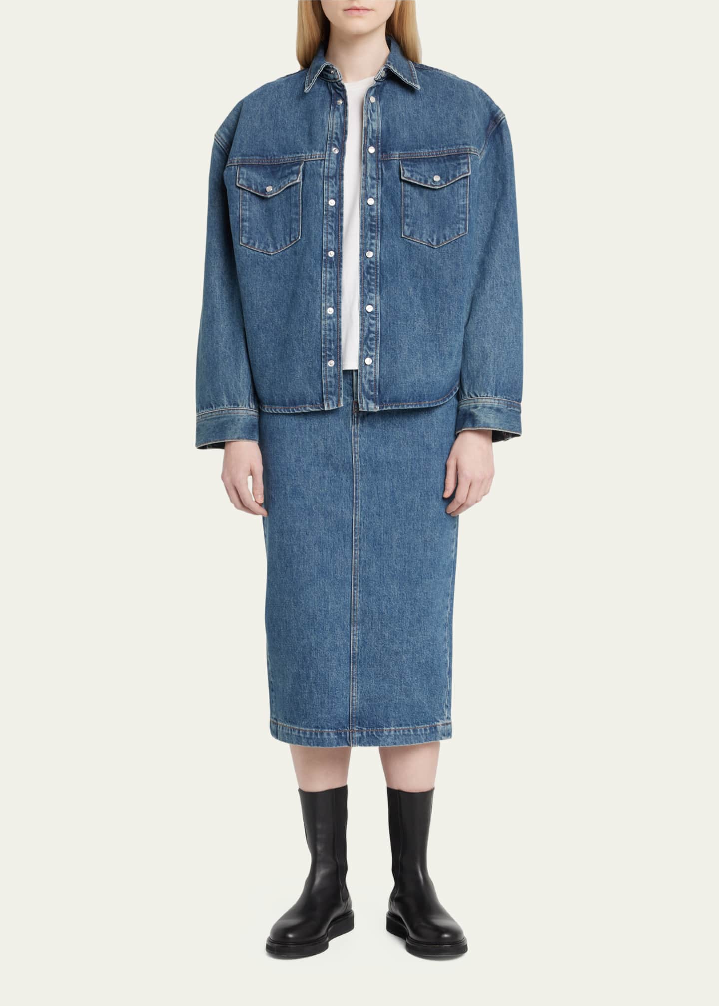 Wardrobe nyc denim midi clearance skirt