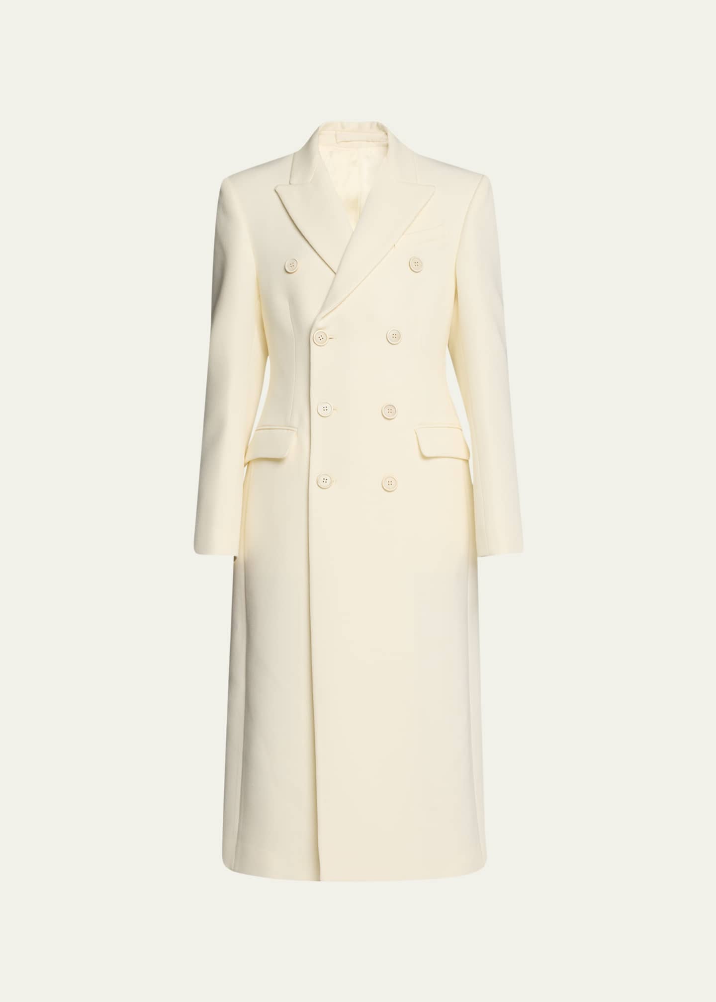 Outerwear White Wool Double Breasted Coat Wardrobe NYC Sculpted