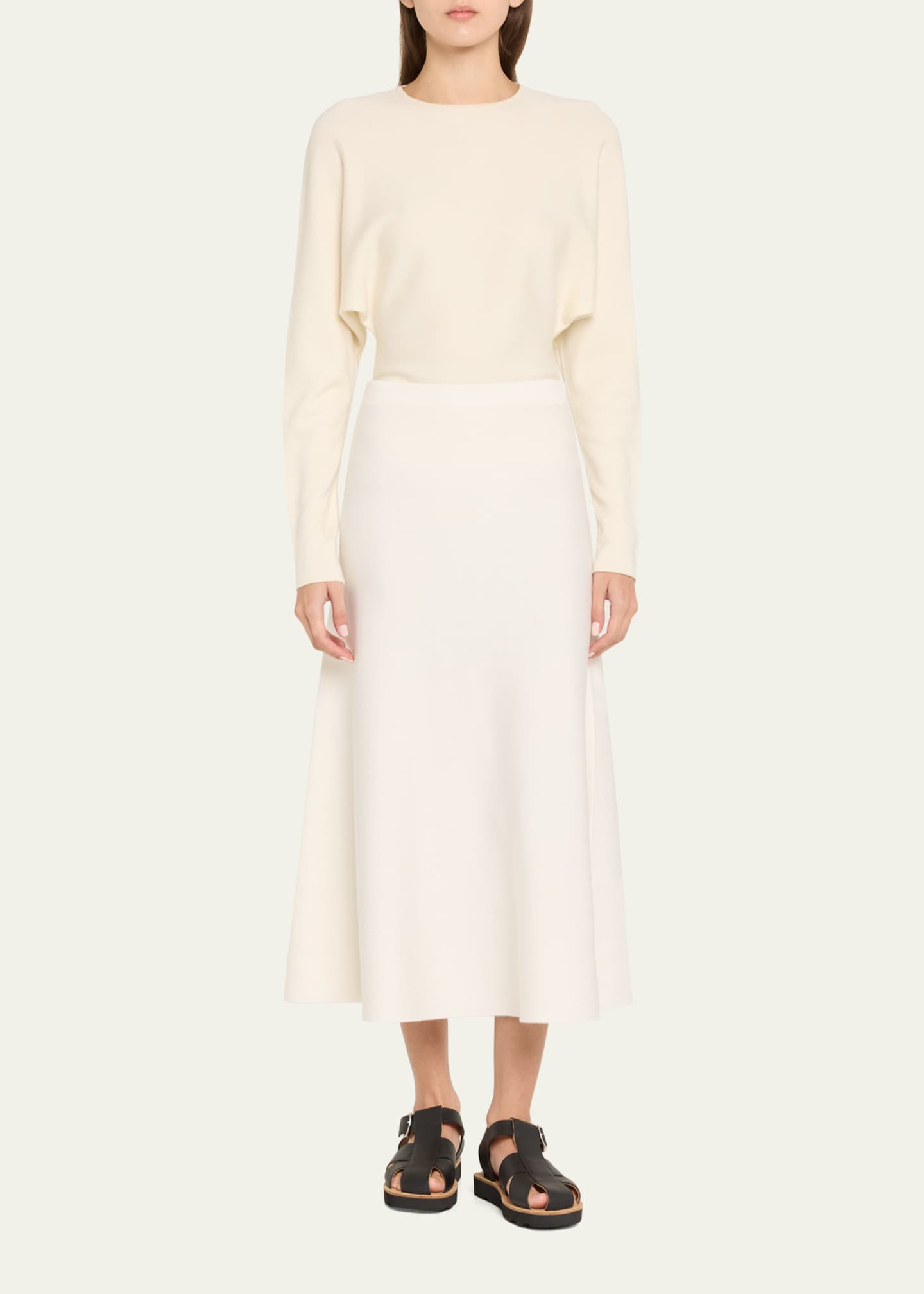 Gabriela Hearst Freddie Midi Wool-Cashmere Skirt Image 2 of 5
