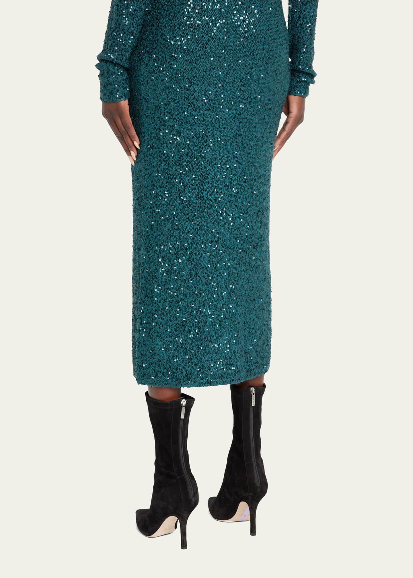 Warehouse sequin sales midi skirt green