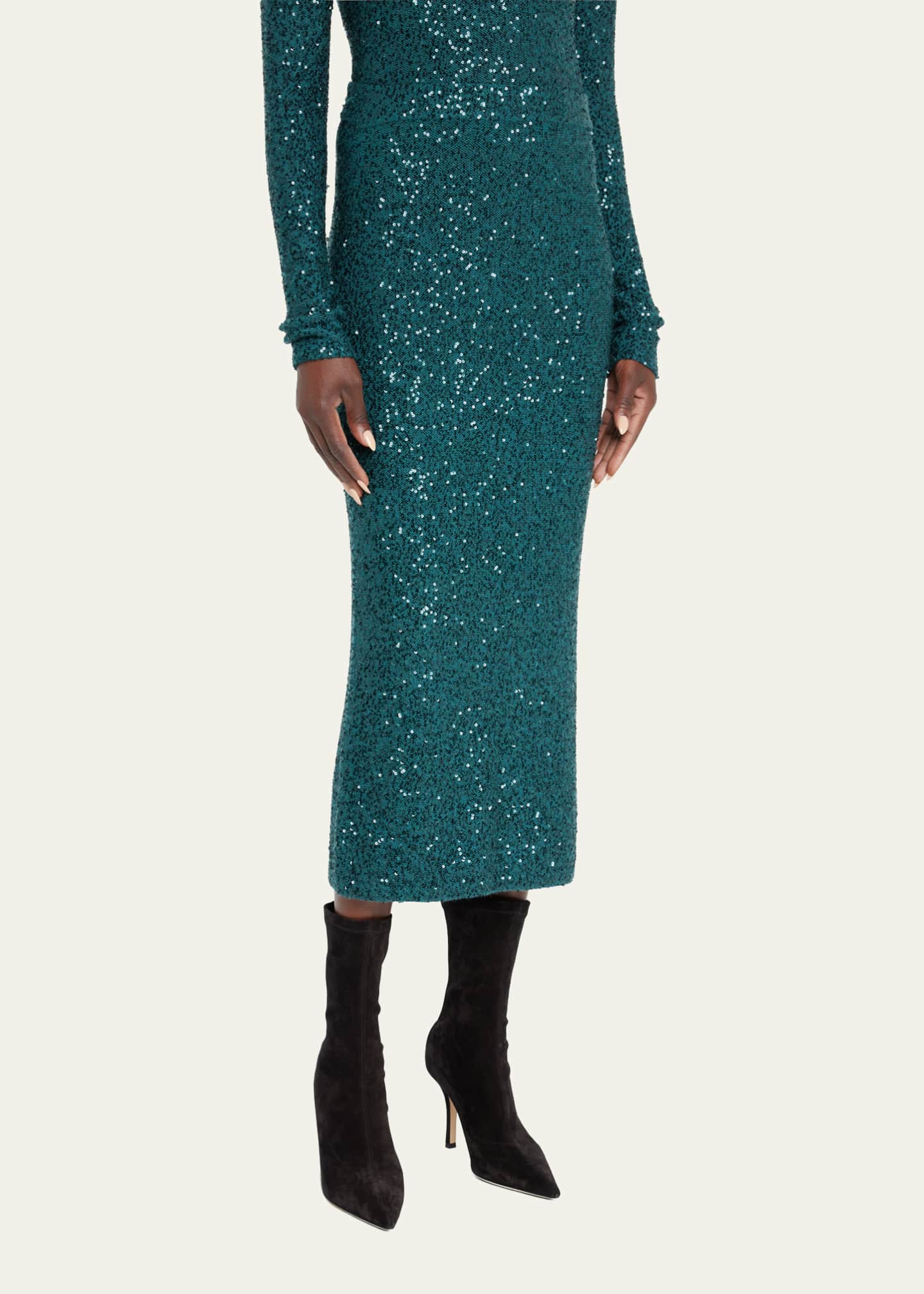 LAPOINTE Cashmere Sequin Midi Skirt Image 4 of 5