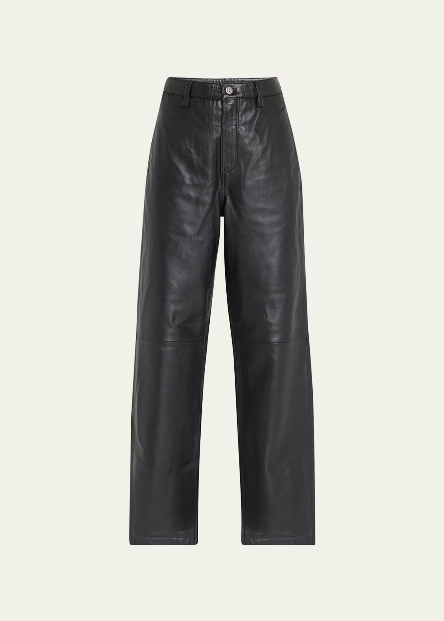 Ksubi Crossin High-Rise Straight Leather Pants - Bergdorf Goodman
