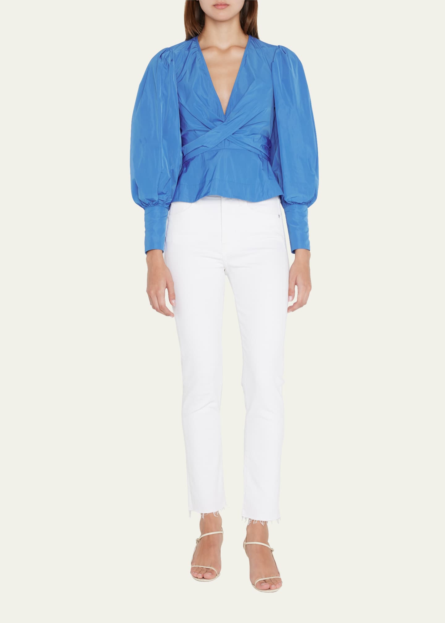 Veronica Beard Carly Kick Flare Raw Hem Ankle Jeans Image 2 of 5