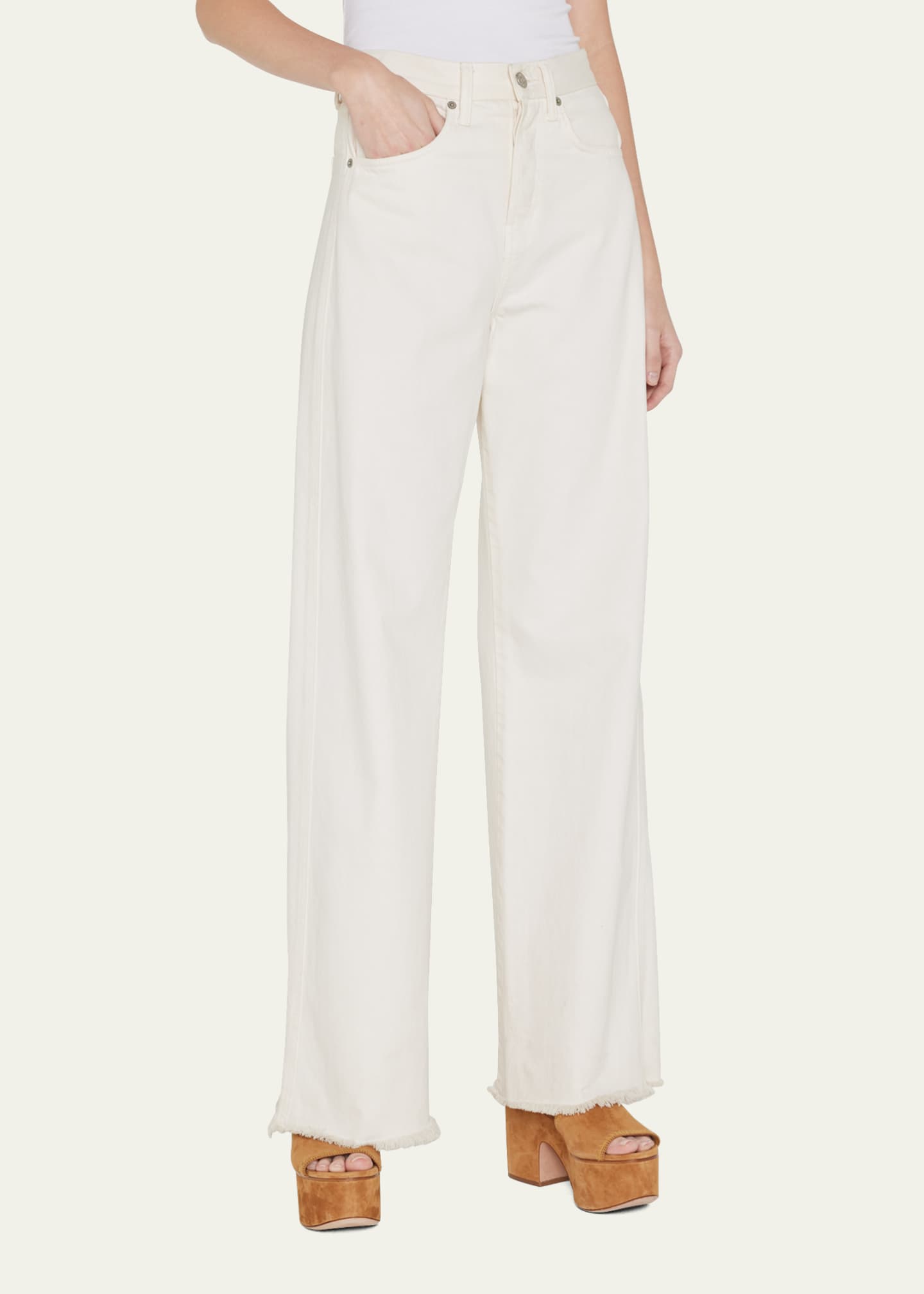 Veronica Beard Taylor High-Rise Wide Frayed Jeans Image 4 of 5