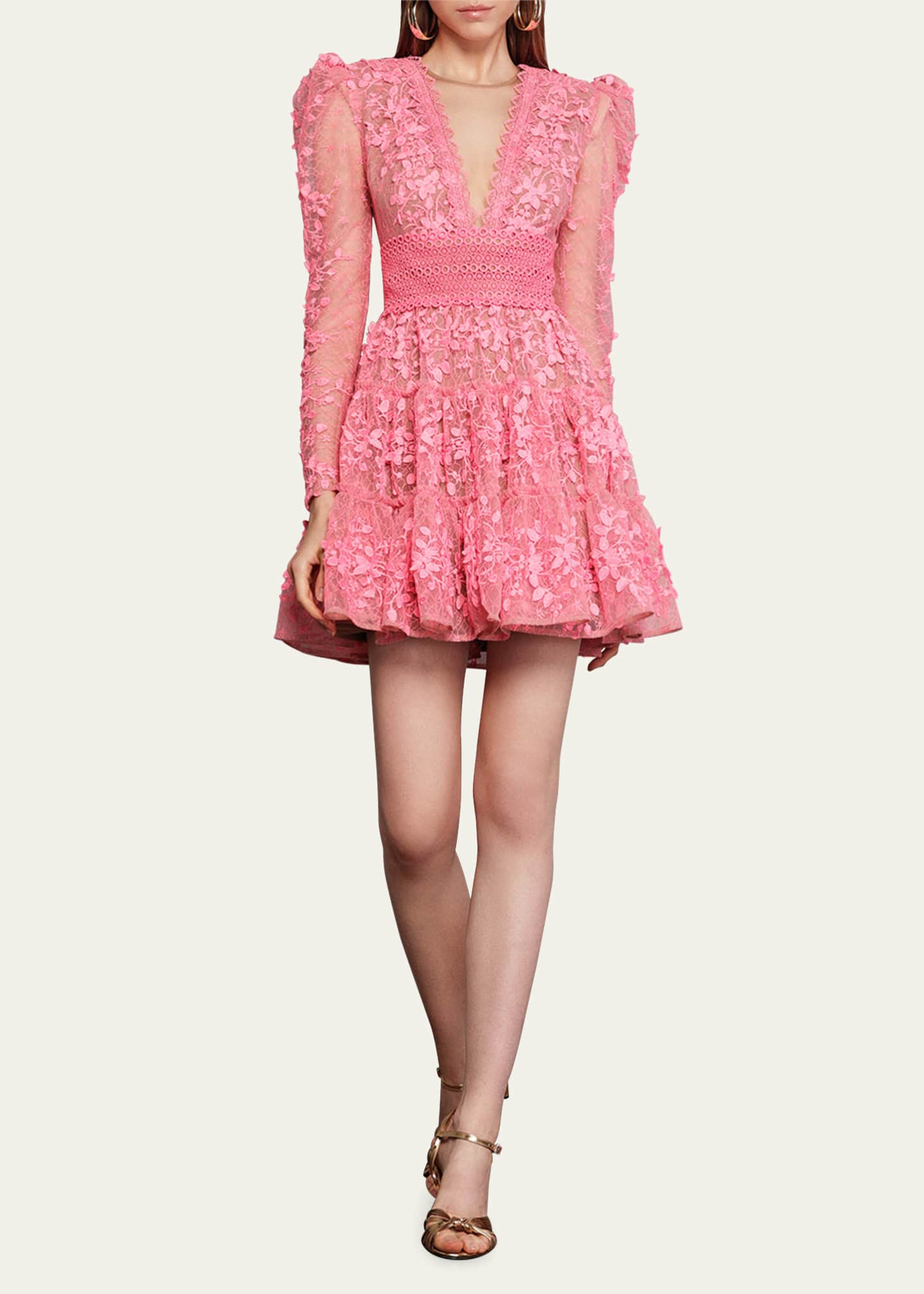 Bronx and Banco Megan Floral-Embroidered Lace Mini Dress - Bergdorf Goodman