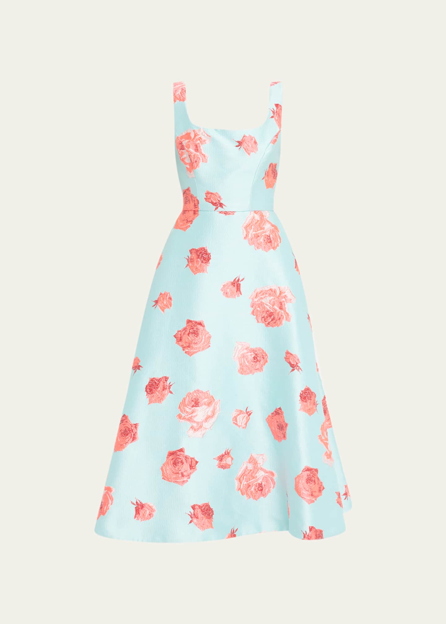 Monique Lhuillier Floral Jacquard Midi Dress Bergdorf Goodman