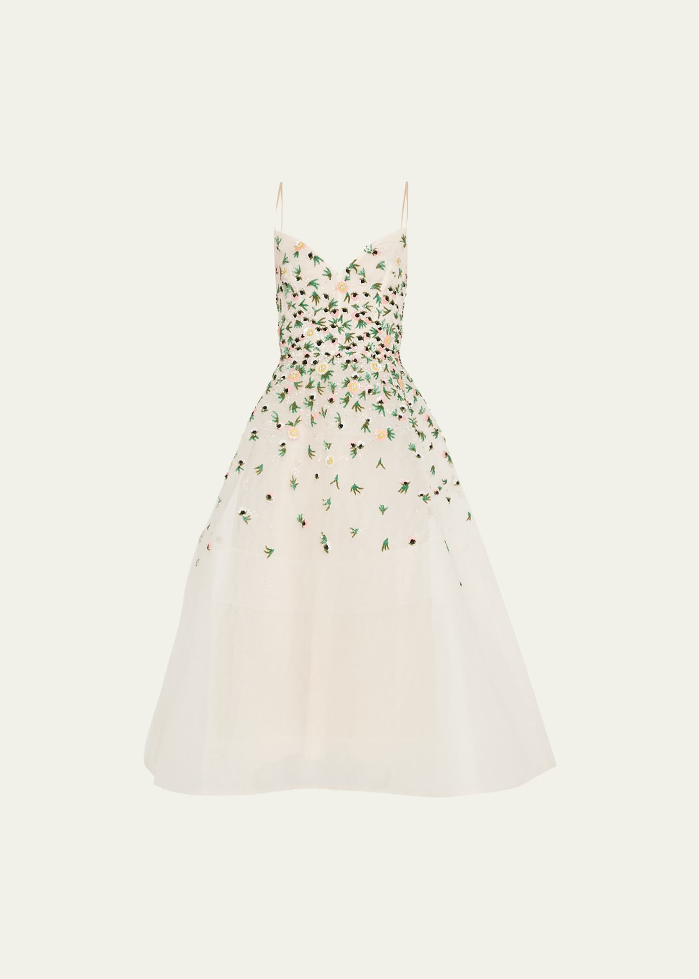 Monique Lhuillier Floral-Embroidered Tulle Cocktail Dress - Bergdorf ...