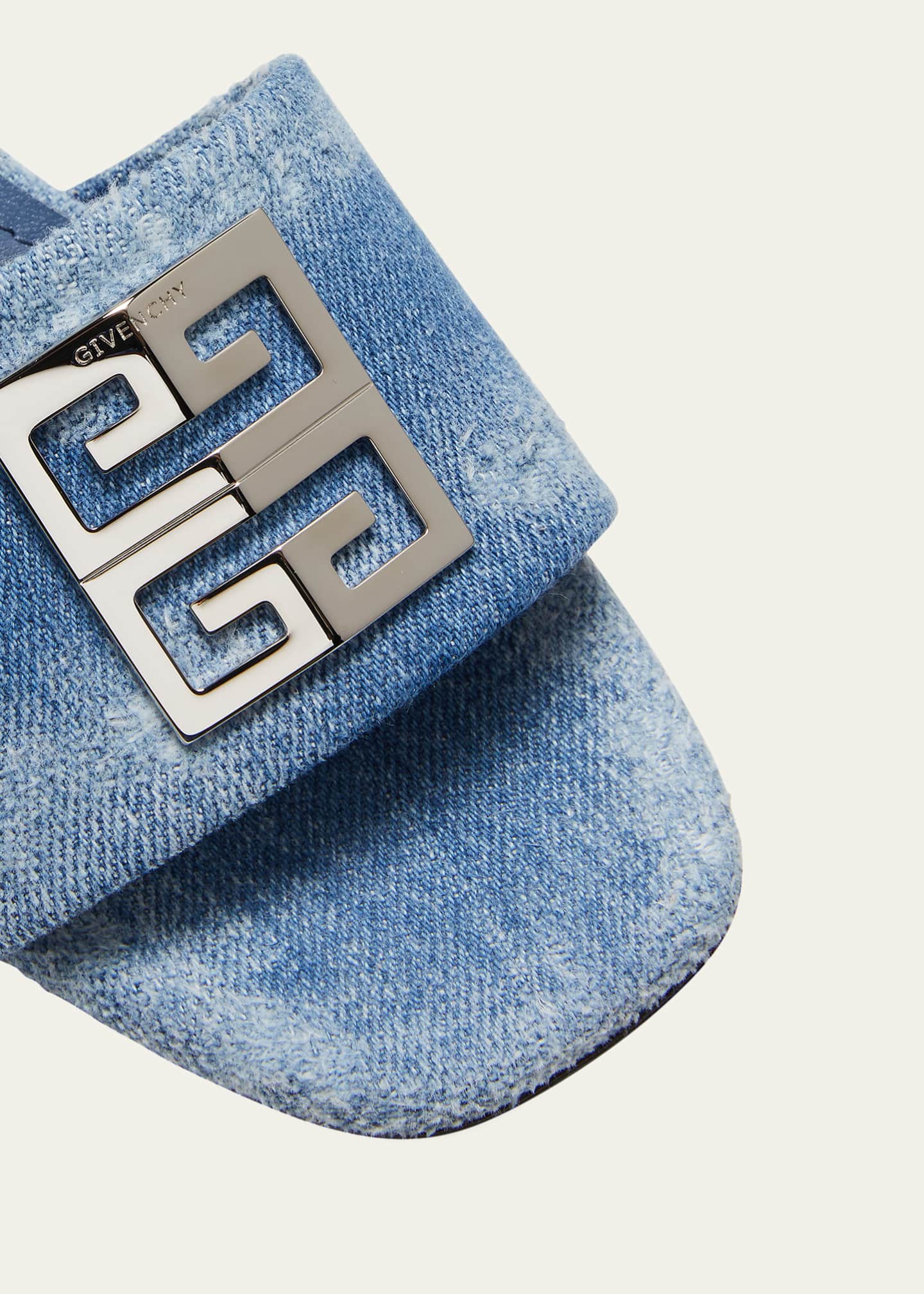 Givenchy 4G Denim Medallion Slide Sandals Bergdorf Goodman