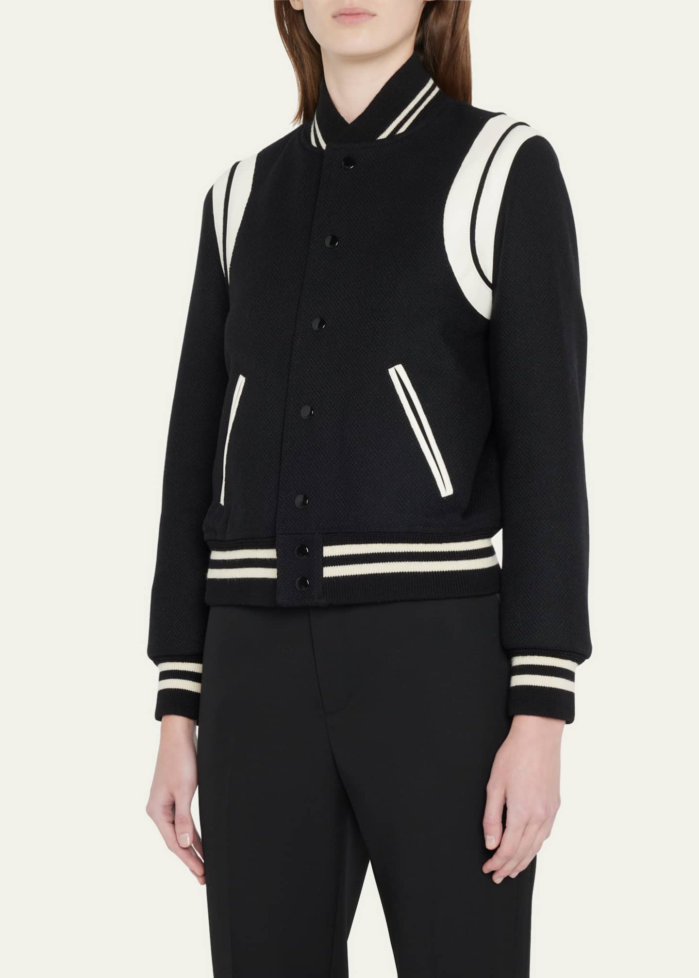 Saint Laurent Classic Bicolor Trim Teddy Jacket Bergdorf Goodman