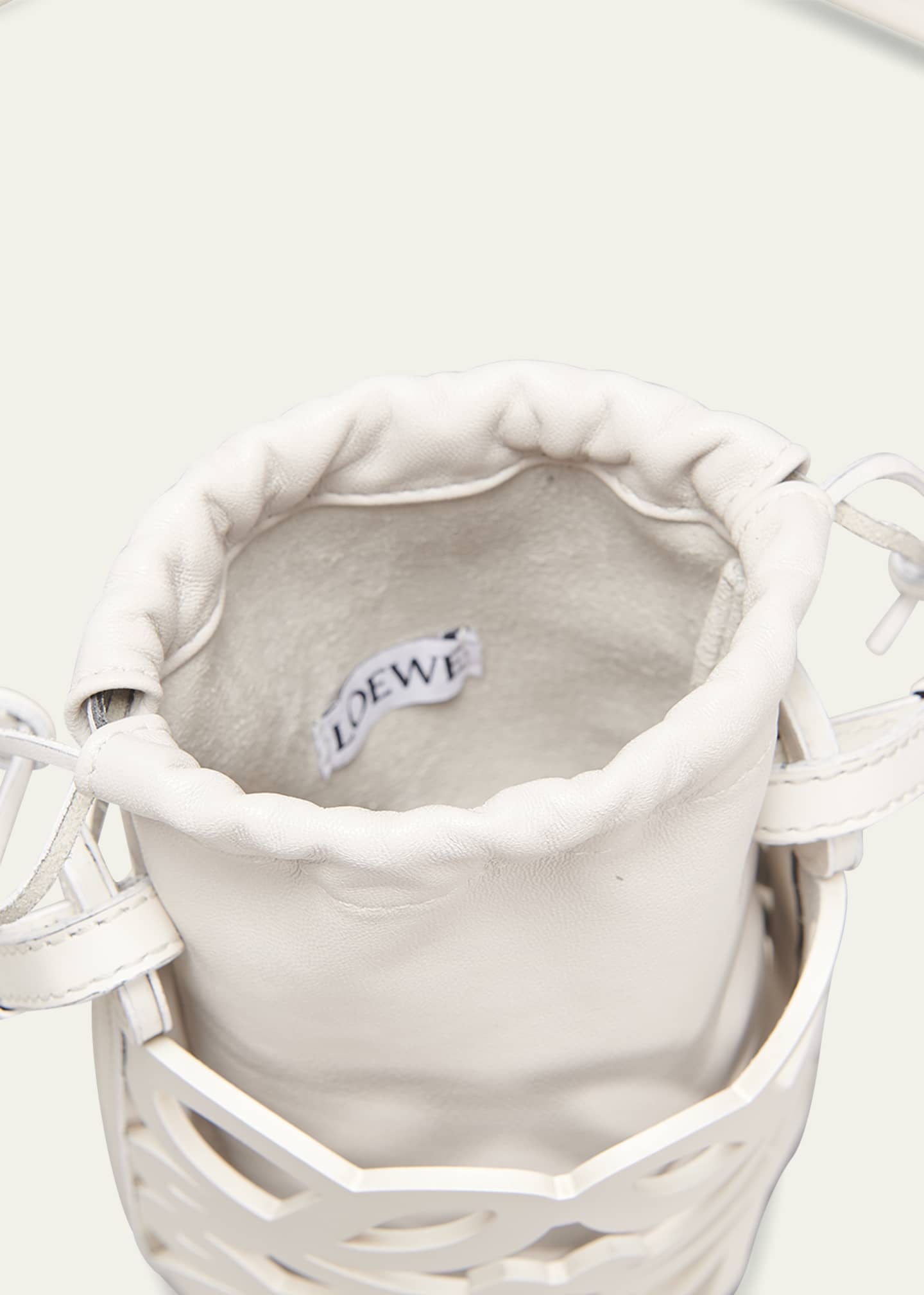 Loewe Anagram Cutout Monochrome Bucket Bag in White