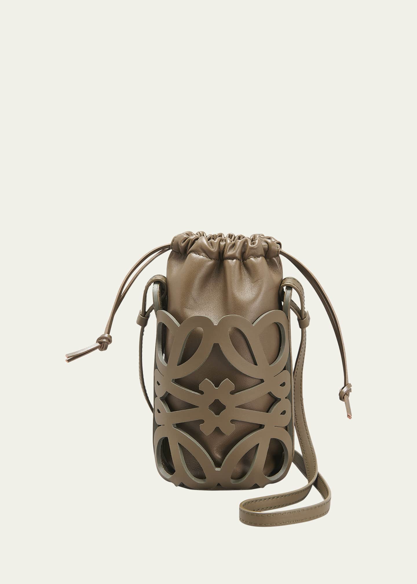 Loewe Anagram Cutout Monochrome Bucket Bag Tea Dust Glaze
