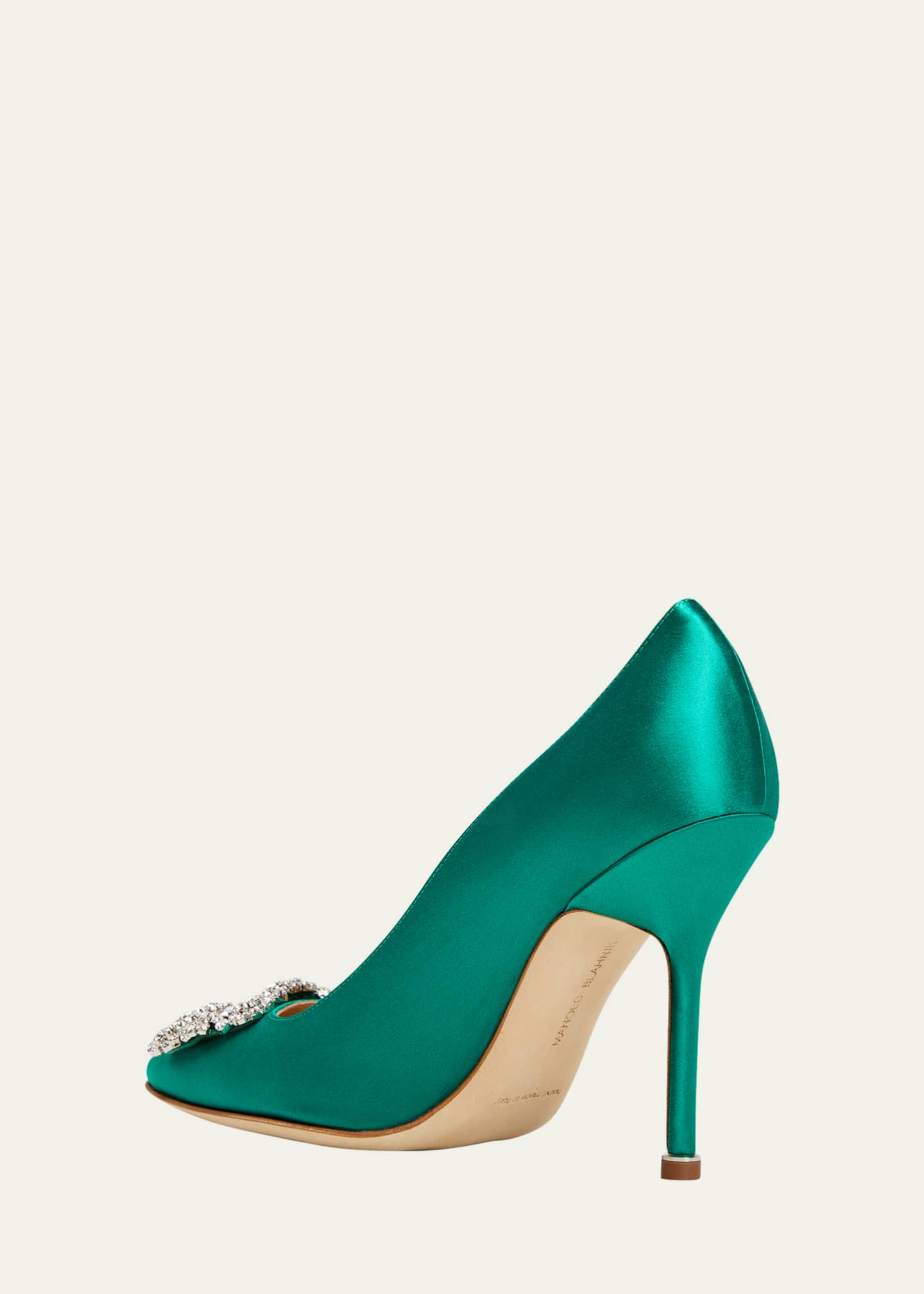 Manolo Blahnik Hangisi Buckle Satin Pumps - Bergdorf Goodman