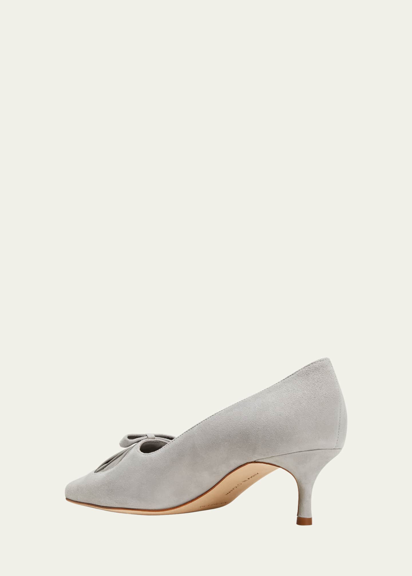 Manolo Blahnik Balquee Pointed Suede Kitten-Heel Pumps - Bergdorf Goodman
