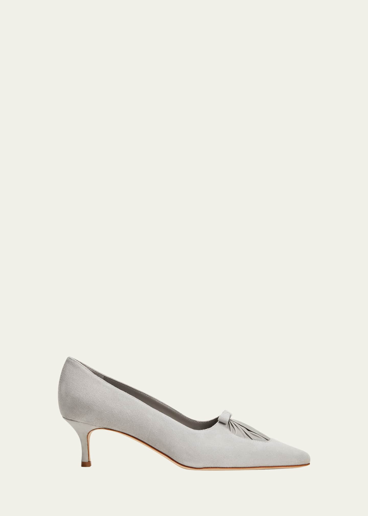 Manolo Blahnik Balquee Pointed Suede Kitten-Heel Pumps - Bergdorf Goodman