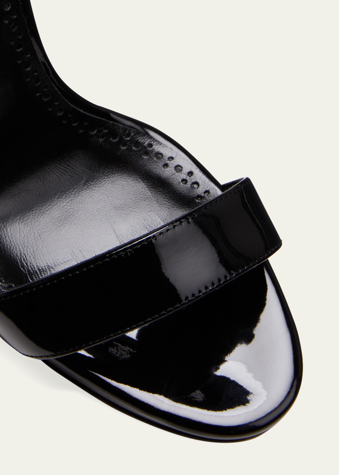 Sandales Manolo Blahnik Neuves Avec Boîte - Talon Chaton 2 Pouces - Cuir Verni Noir - Taille 38 (US 8)