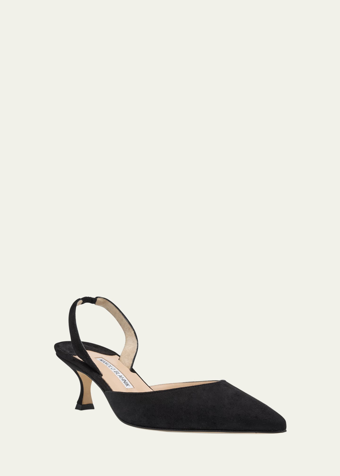 Manolo Blahnik Carolyne Kitten-Heel Halter Pumps Image 3 of 5