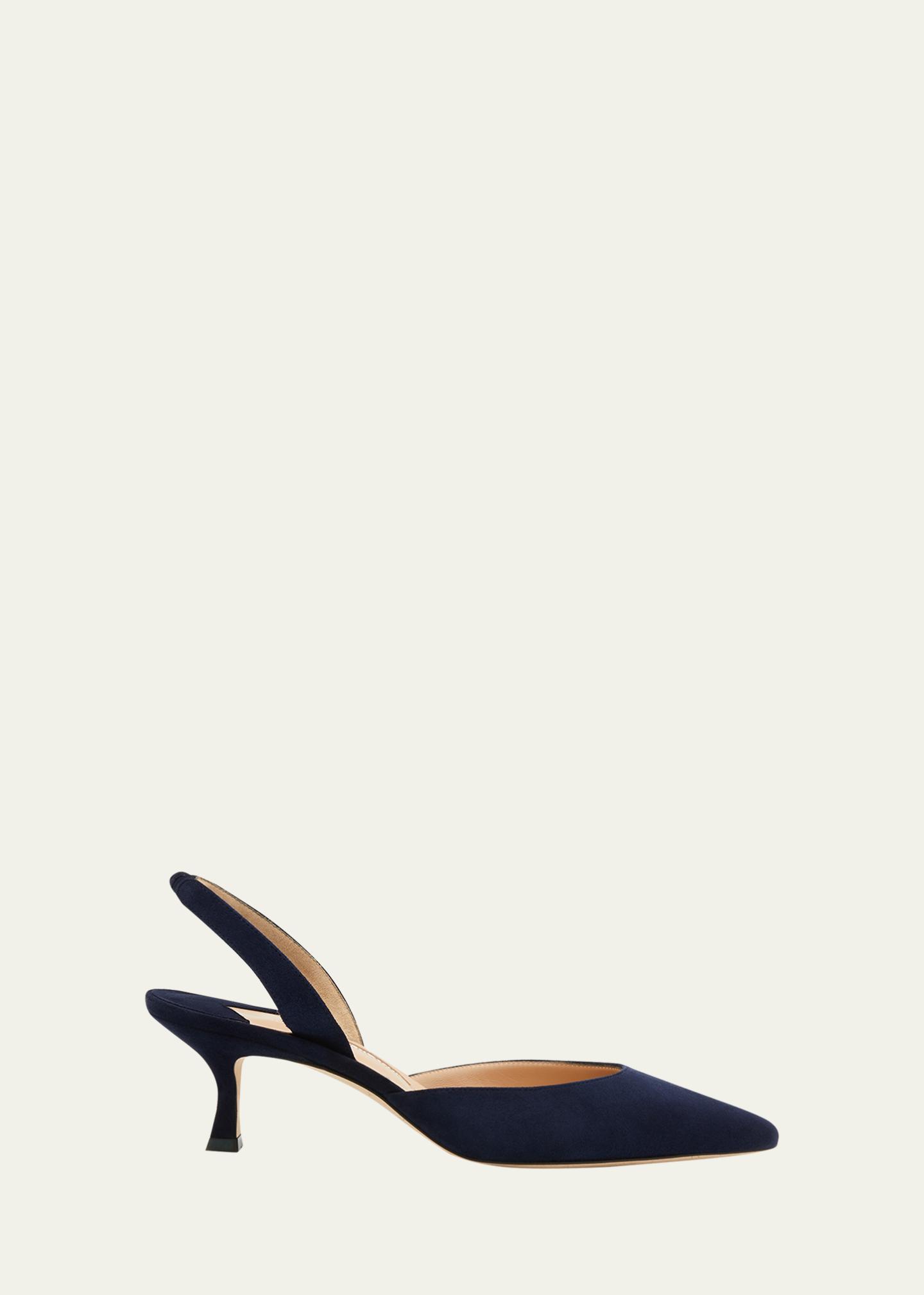 Manolo Blahnik Carolyne Kitten-Heel Halter Pumps - Bergdorf Goodman