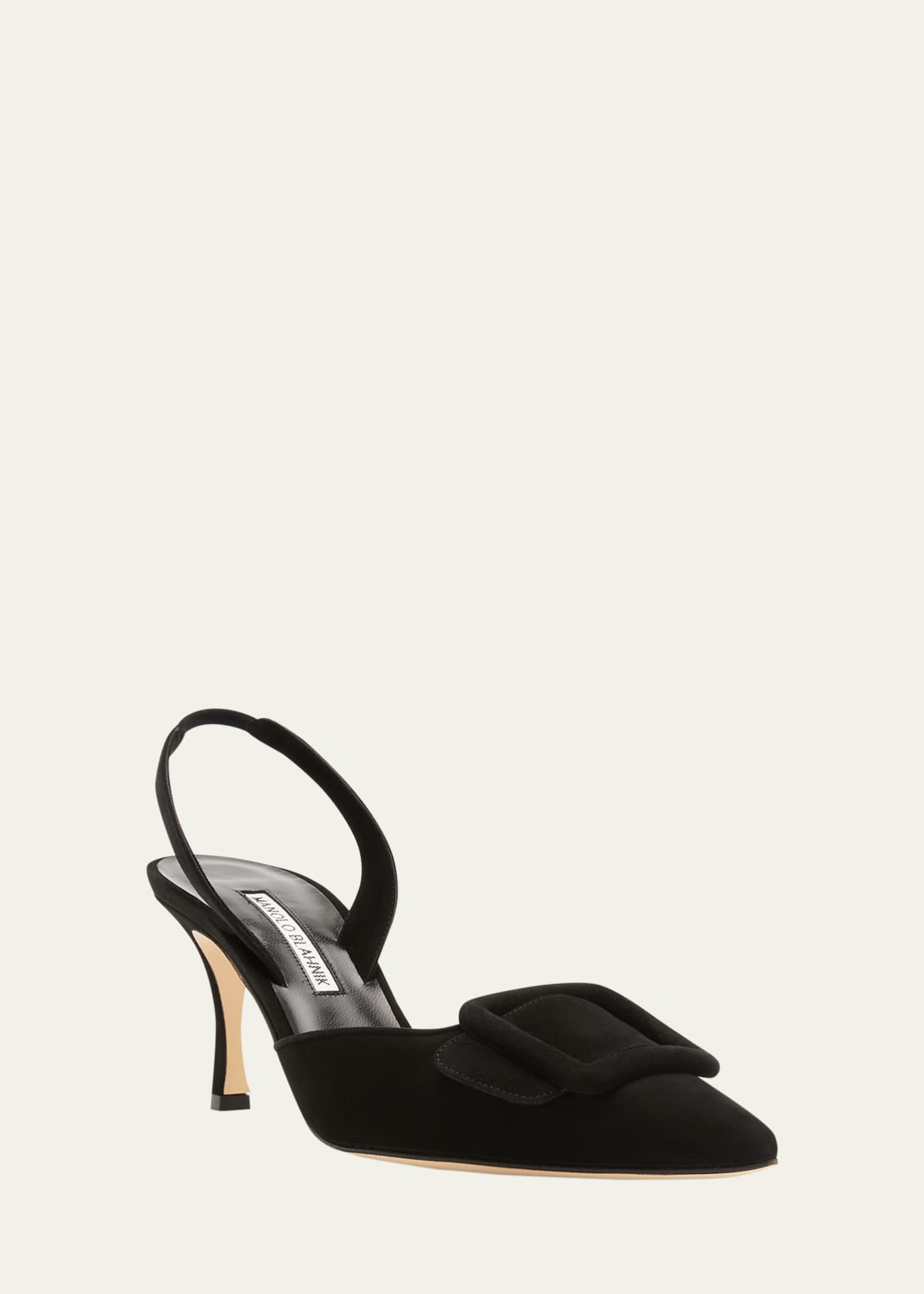 Manolo Blahnik Maysli Suede Buckle Halter Pumps Image 3 of 6