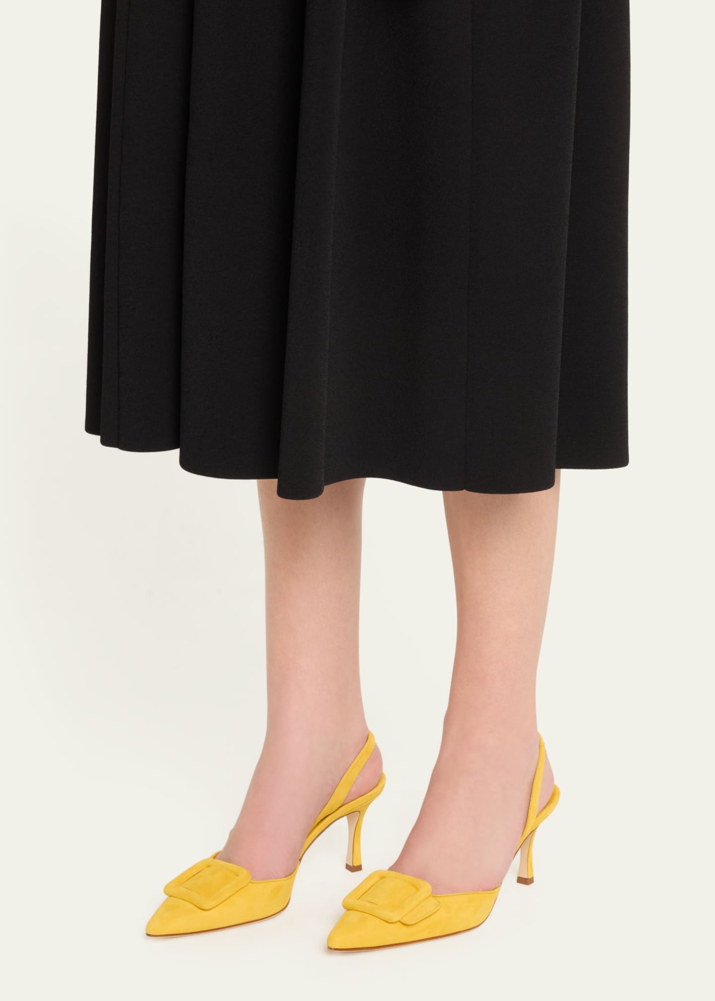 Manolo Blahnik Maysli Suede Buckle Halter Pumps Image 2 of 6