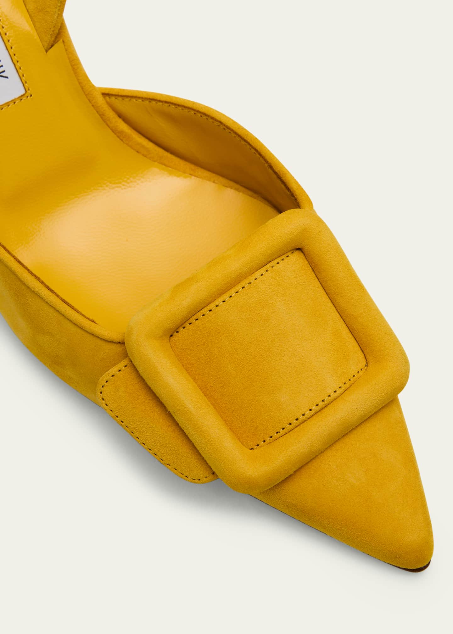 Manolo Blahnik Maysli Suede Buckle Halter Pumps Image 5 of 6