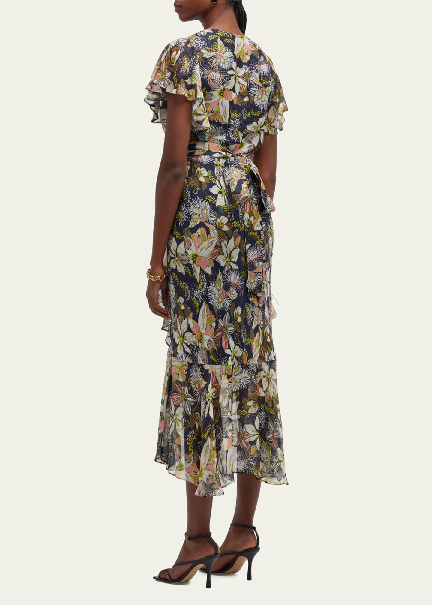 Tanya Taylor Blaire Printed Linen-Silk Midi Faux-Wrap Dress - Bergdorf ...