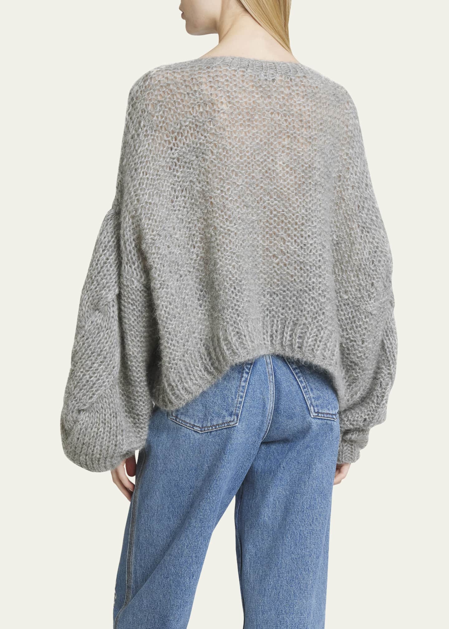 Loewe Anagram Cable-Knit Sleeve Sweater Image 3 of 5