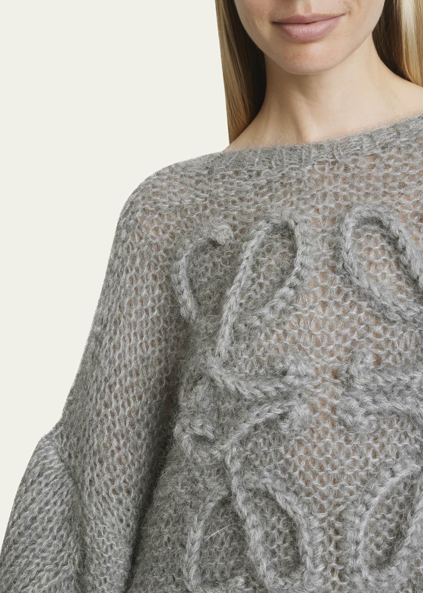Cable-knit wool sweater in grey - Loewe | Mytheresa