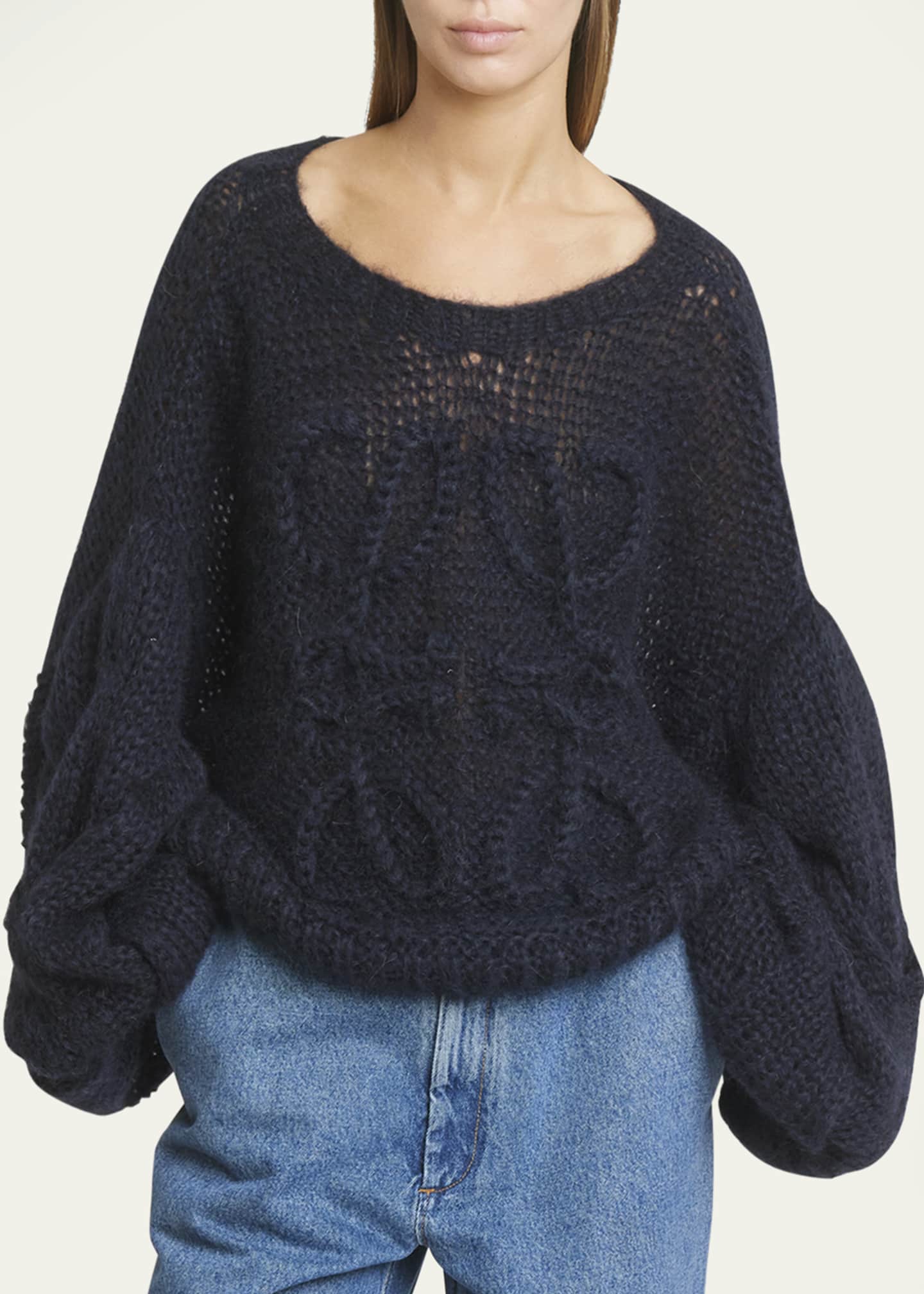 Loewe Anagram Cable Knit Sleeve Sweater Bergdorf Goodman