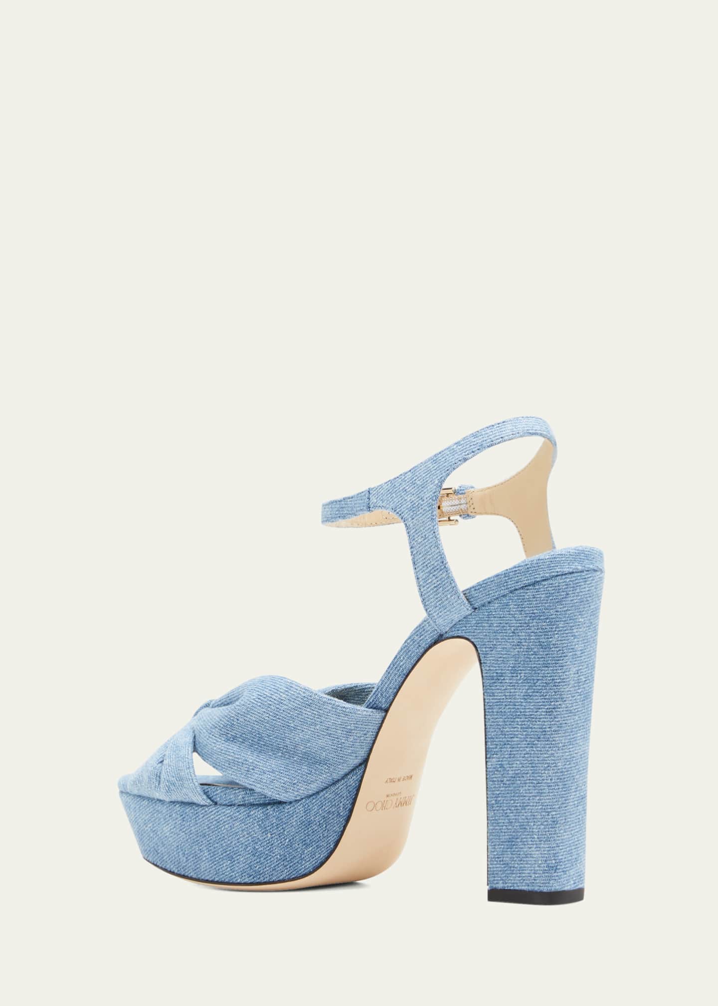 Jimmy Choo Heloise 120 Knotted Denim Platform Sandals Bergdorf Goodman
